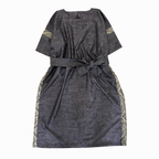 大島紬を使用した群青色のワンピース K188