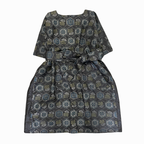 大島紬を使用した紺色のワンピース K191