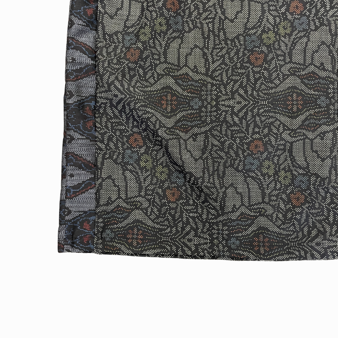 大島紬を使用した灰色のワンピース K192