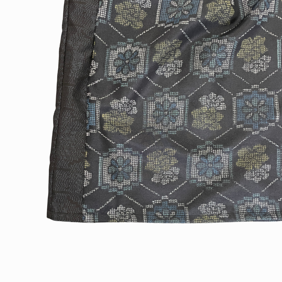 大島紬を使用した紺色のワンピース K191