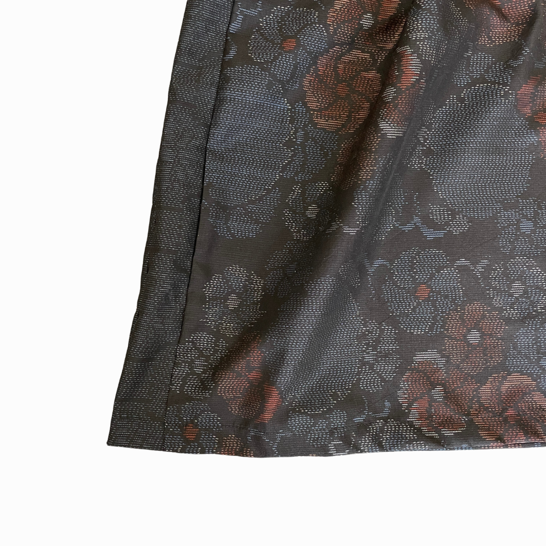 大島紬を使用した紺色のワンピース K176