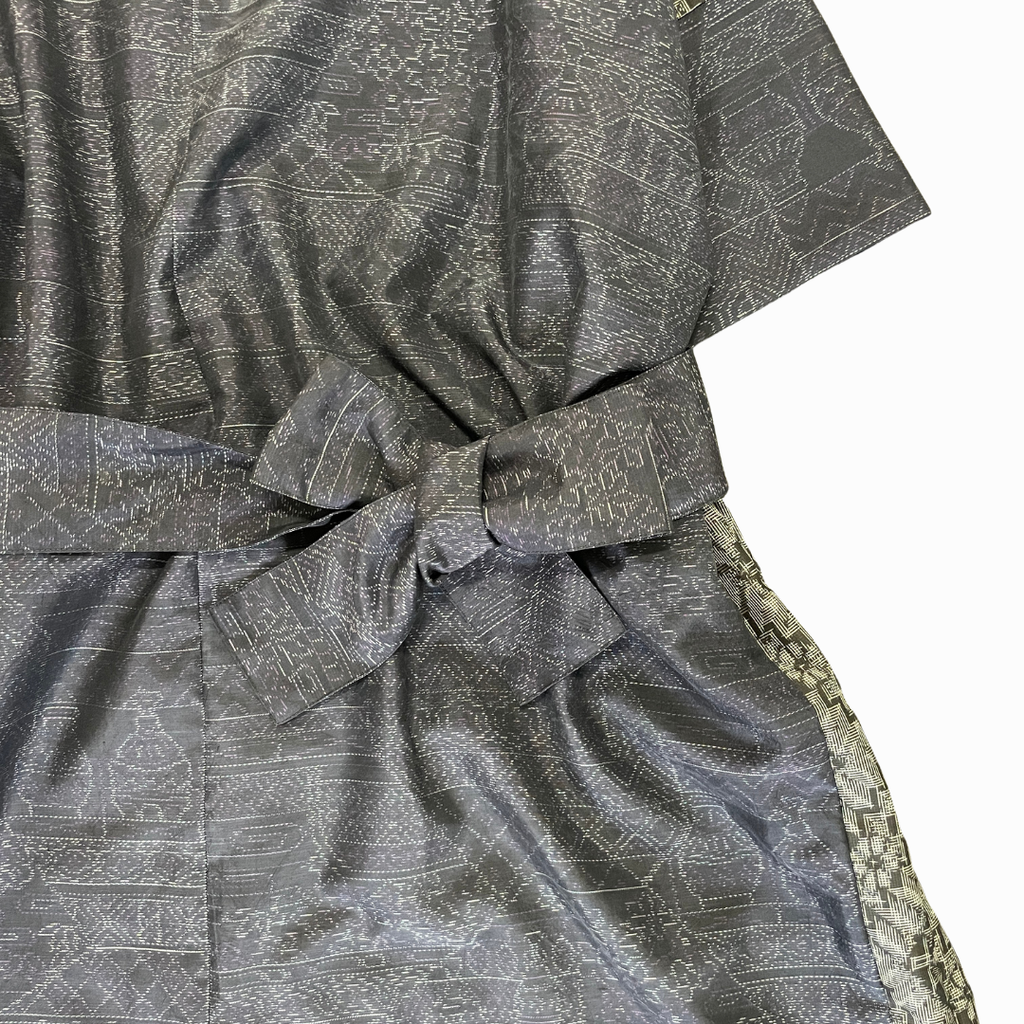 大島紬を使用した群青色のワンピース K188