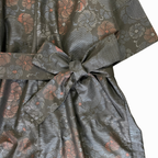 大島紬を使用した紺色のワンピース K176