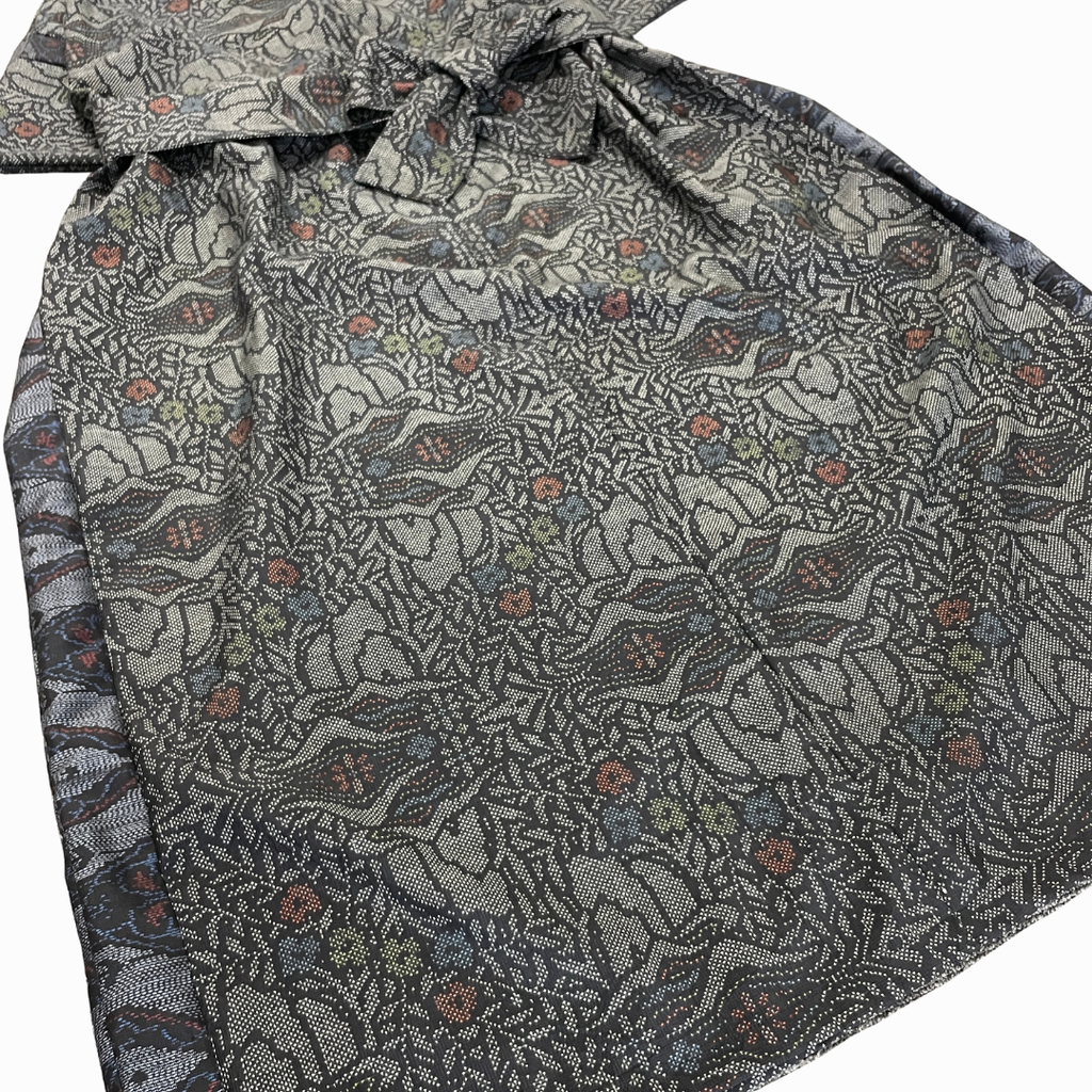 大島紬を使用した灰色のワンピース K192