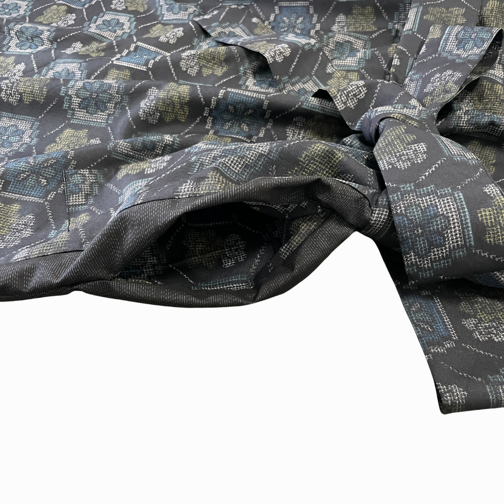 大島紬を使用した紺色のワンピース K191