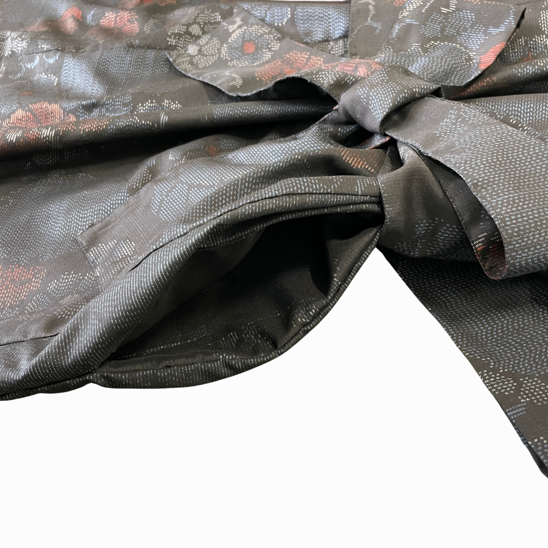 大島紬を使用した紺色のワンピース K176