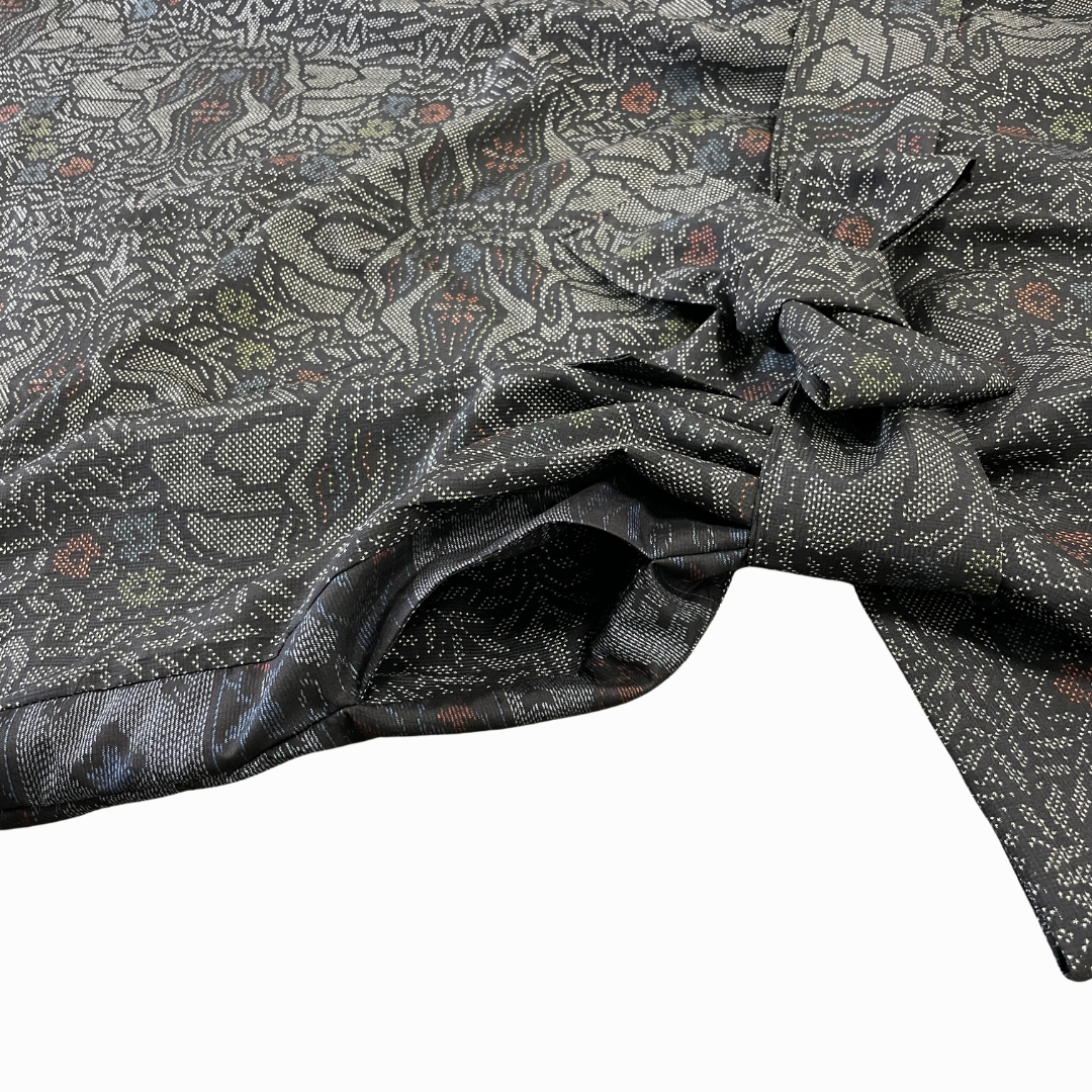 大島紬を使用した灰色のワンピース K192