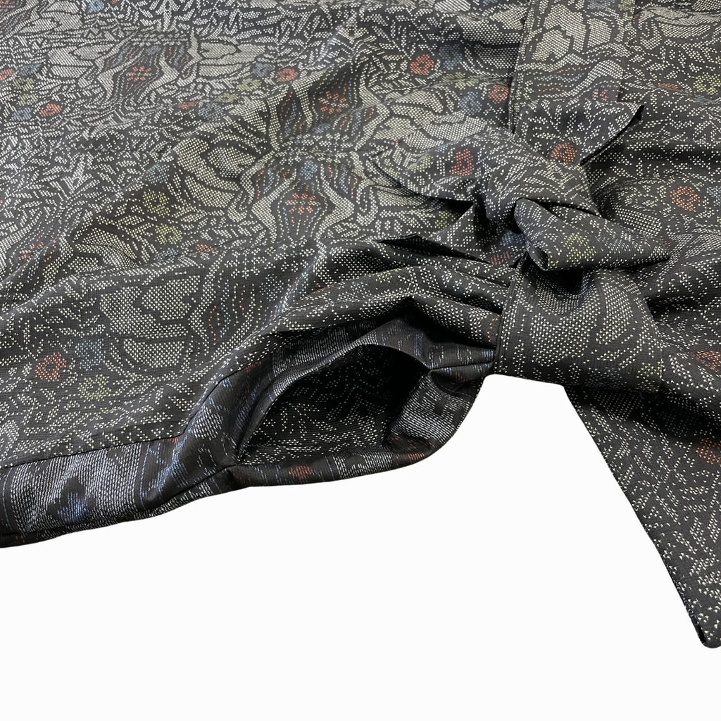 大島紬を使用した灰色のワンピース K192