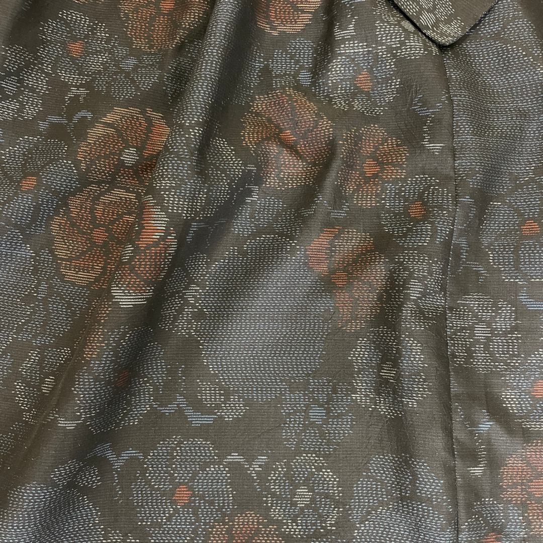 大島紬を使用した紺色のワンピース K176