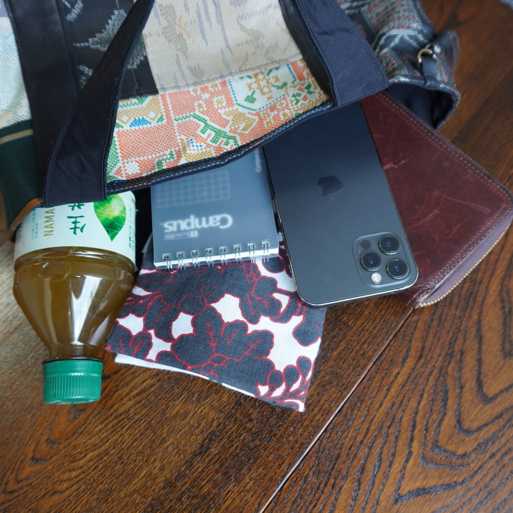 パッチワーク仕様のミニトートバッグ K158