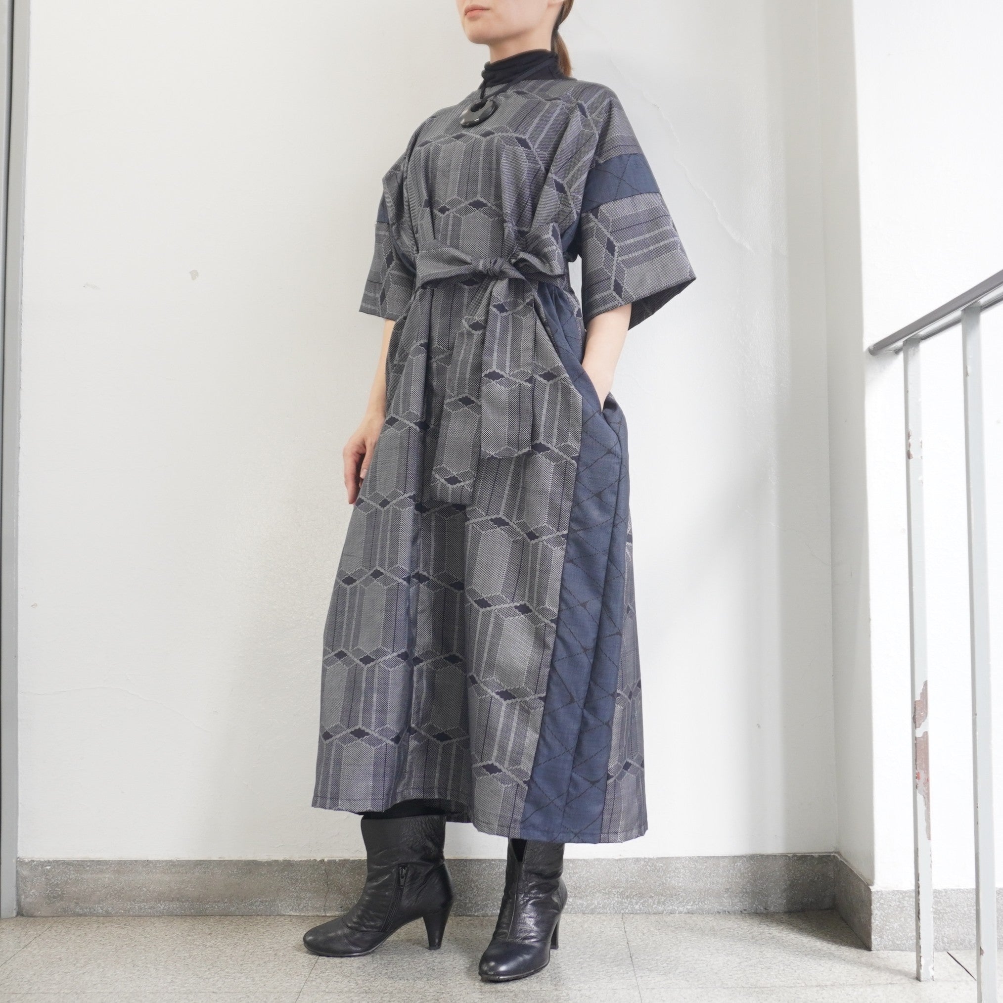 大島紬を使用したワンピース K225