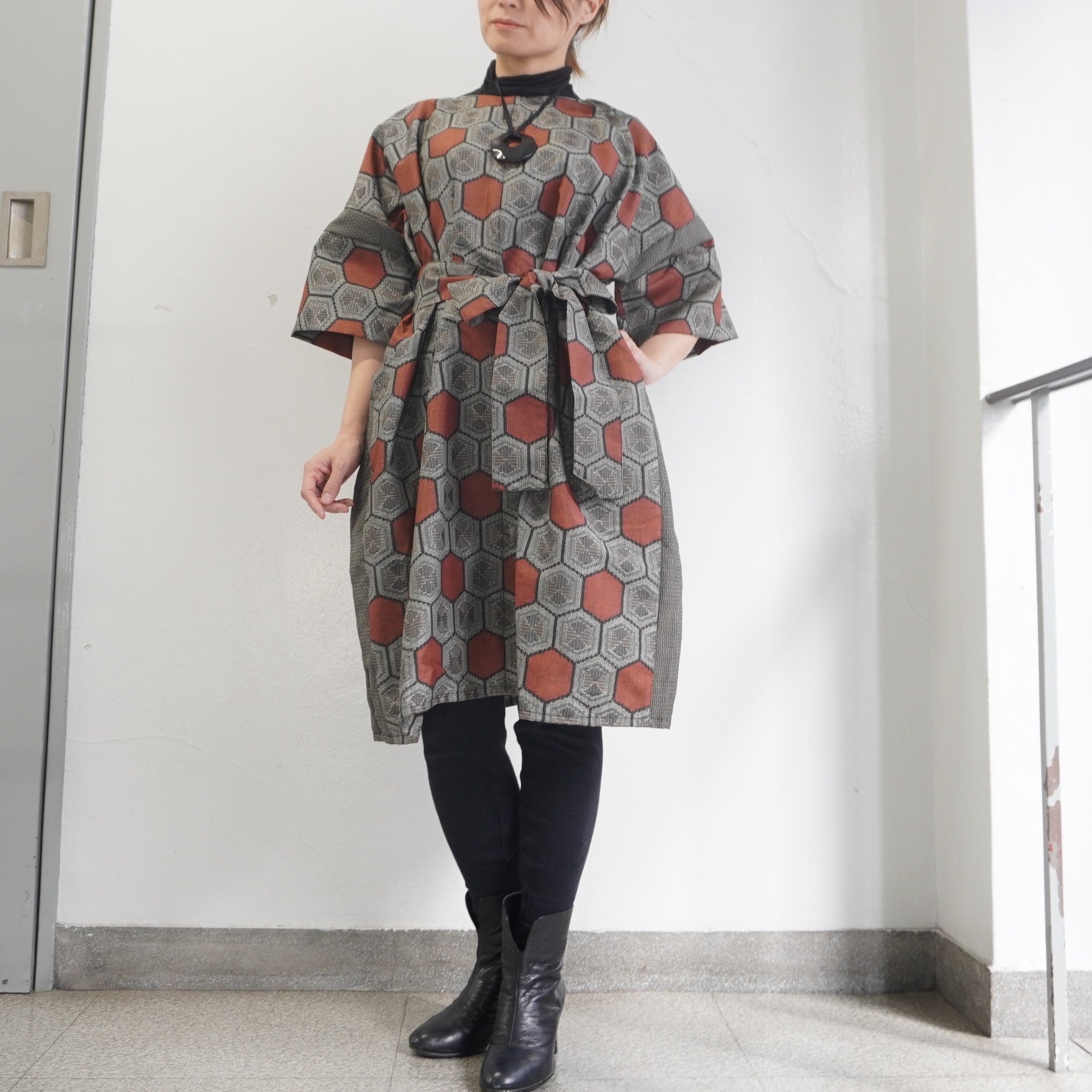 大島紬を使用したワンピース K218