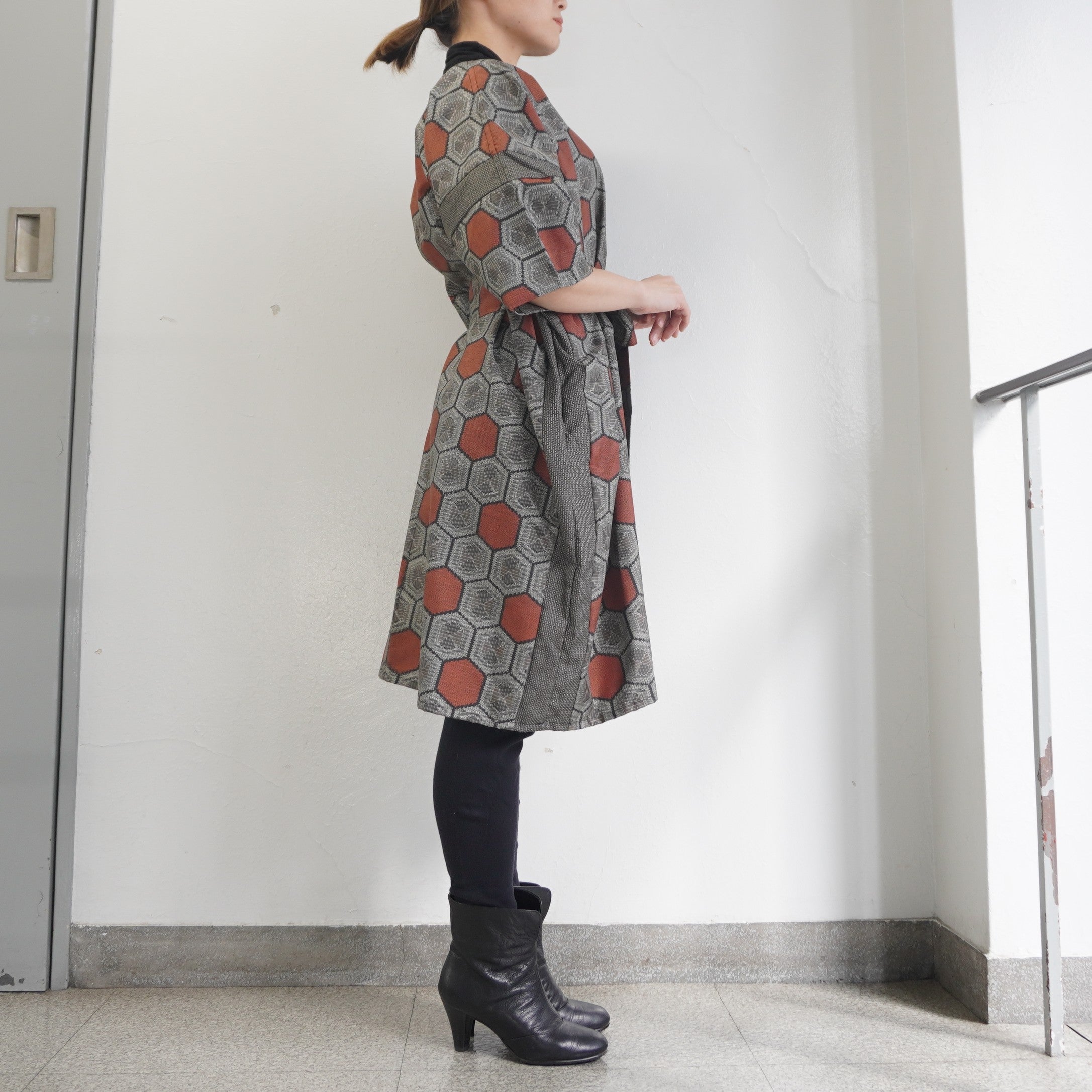 大島紬を使用したワンピース K218