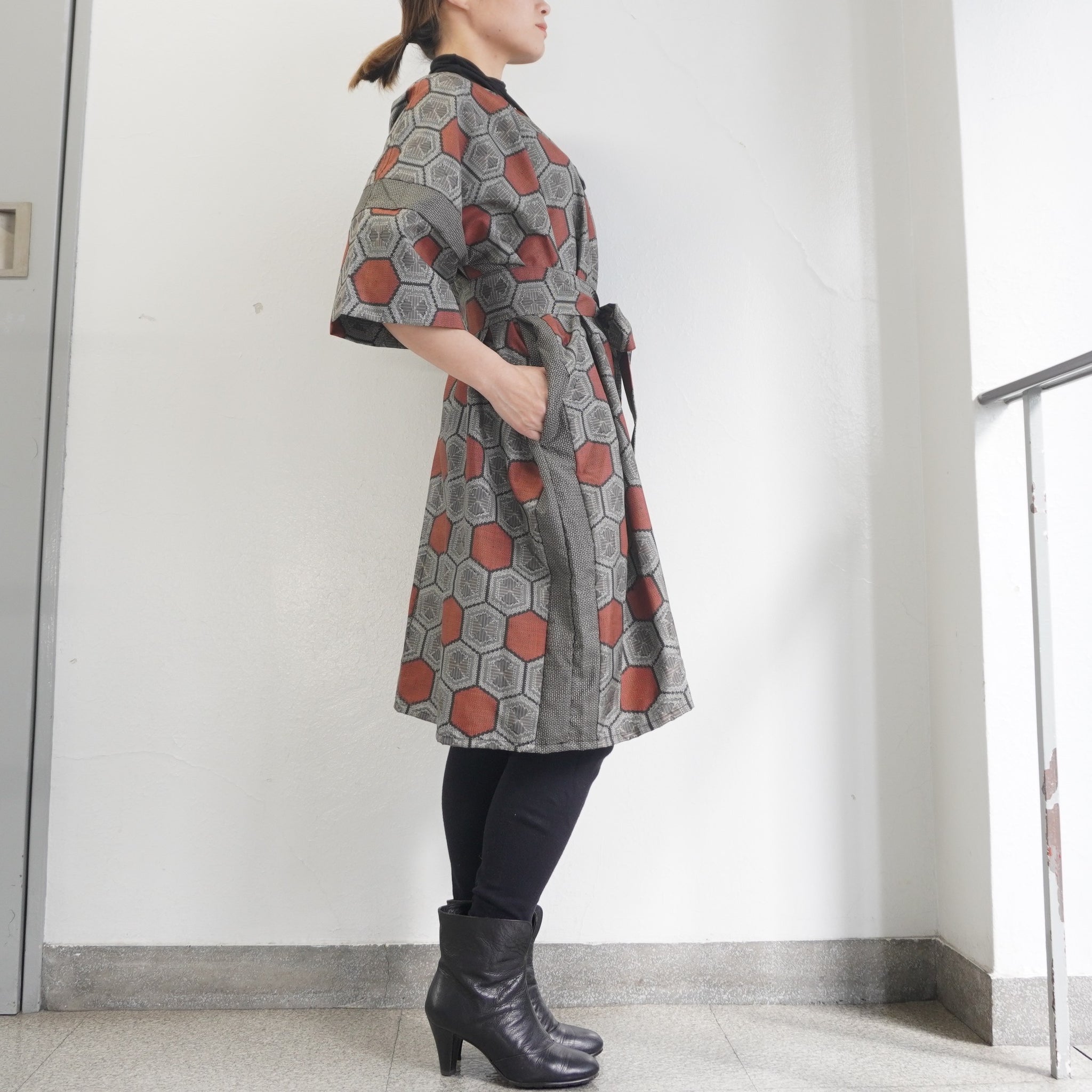 大島紬を使用したワンピース K218