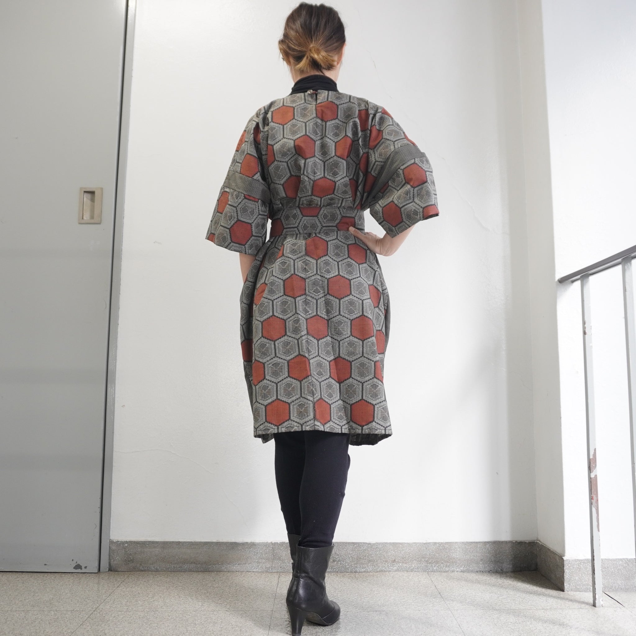 大島紬を使用したワンピース K218