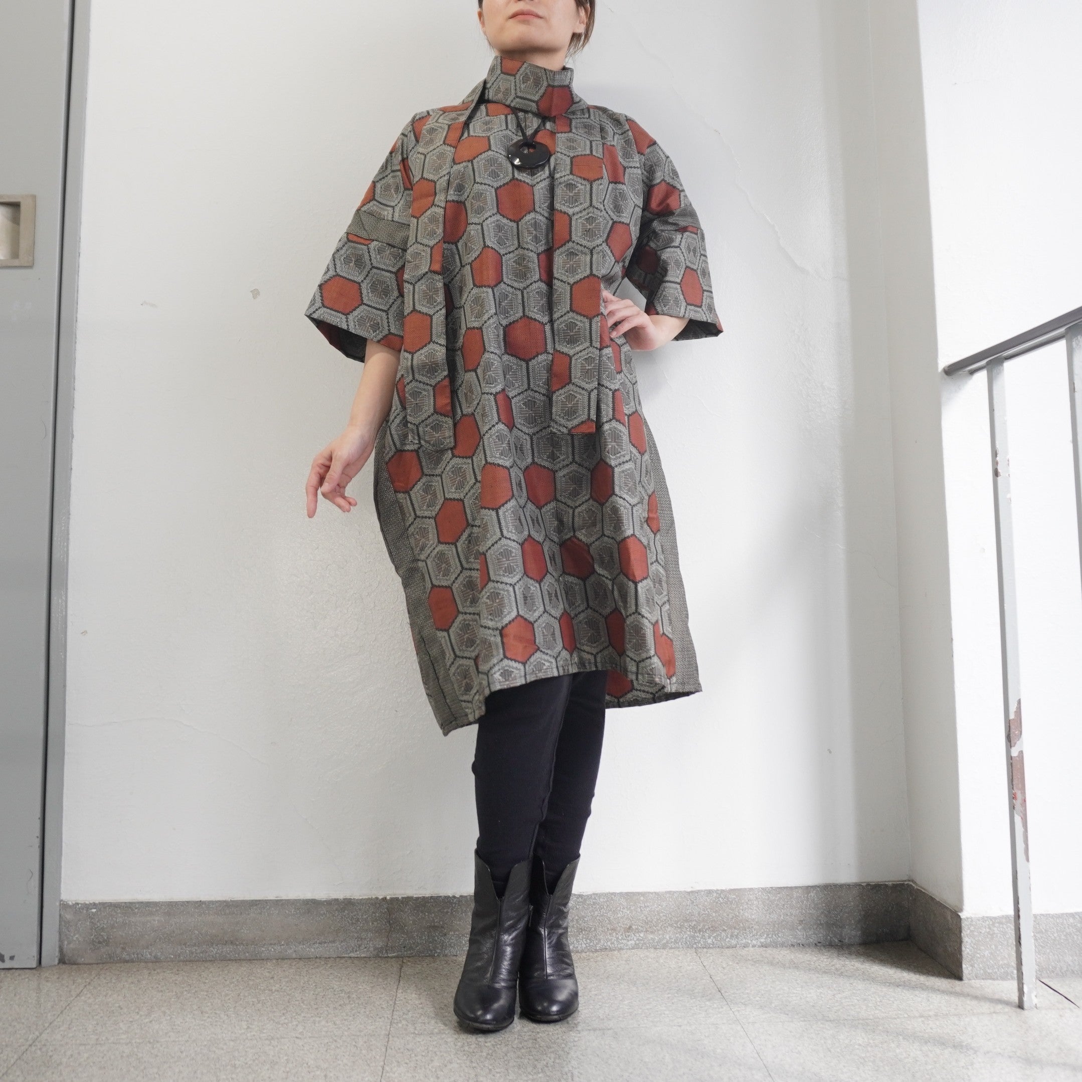 大島紬を使用したワンピース K218