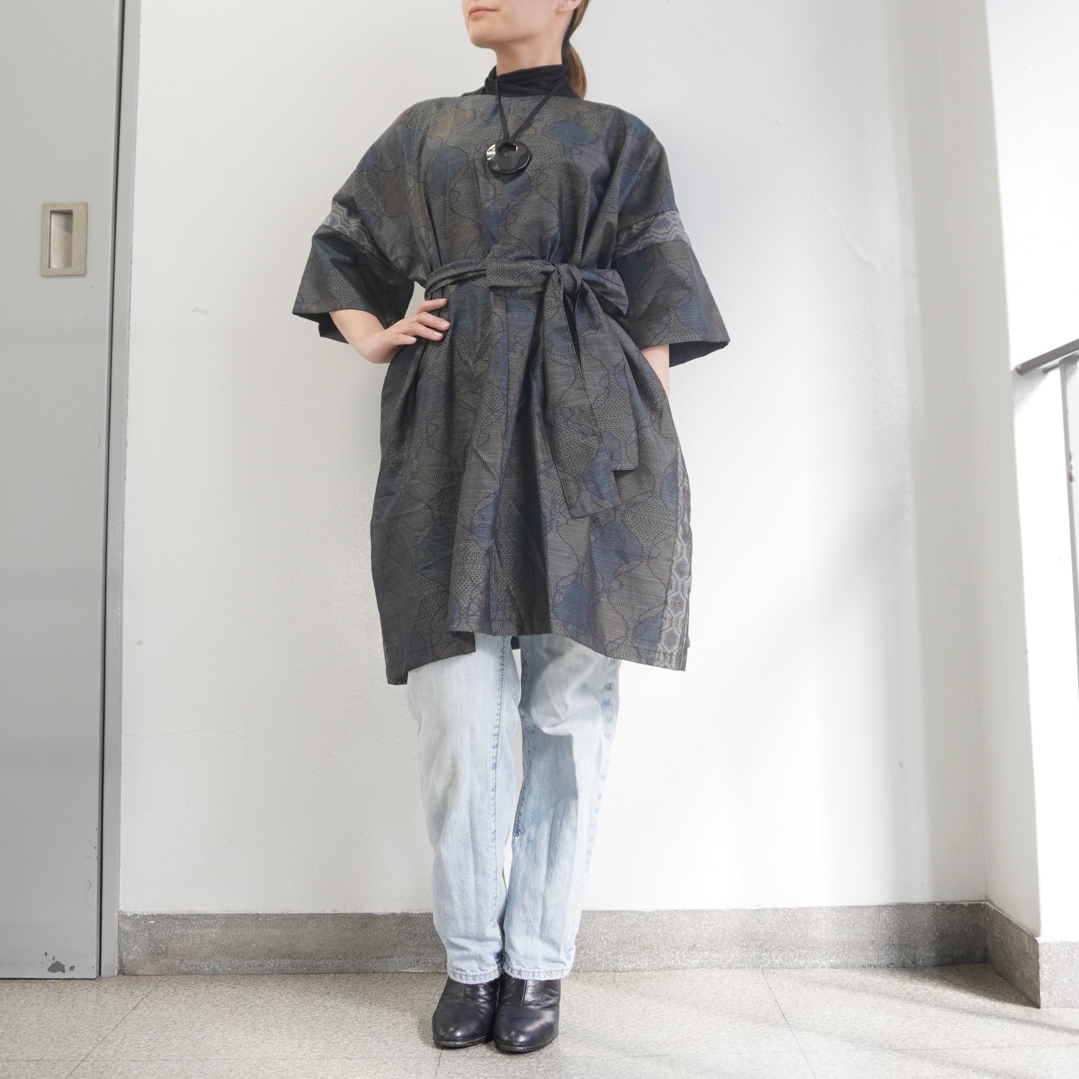 大島紬を使用したワンピース K221