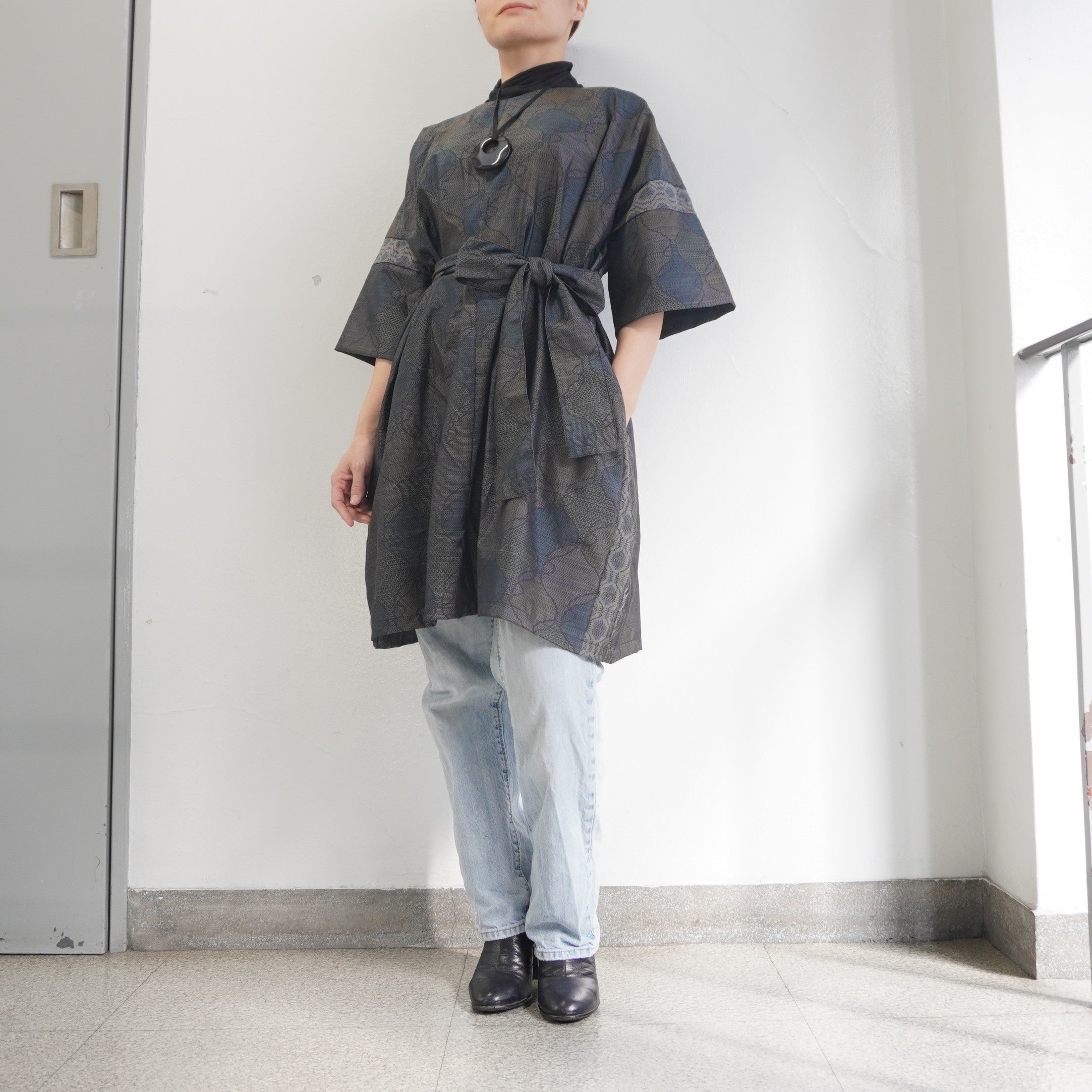 大島紬を使用したワンピース K221