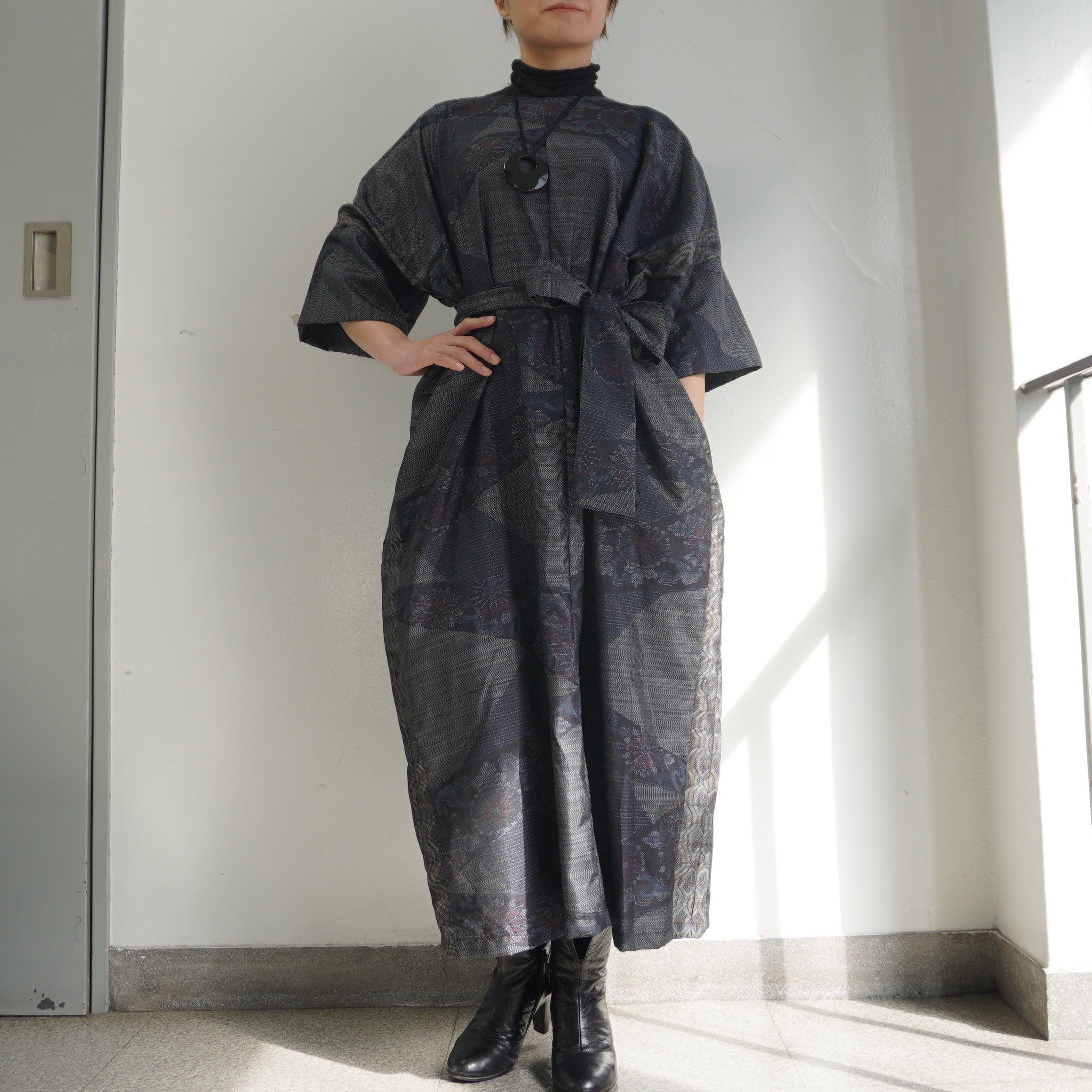 大島紬を使用したワンピース K220