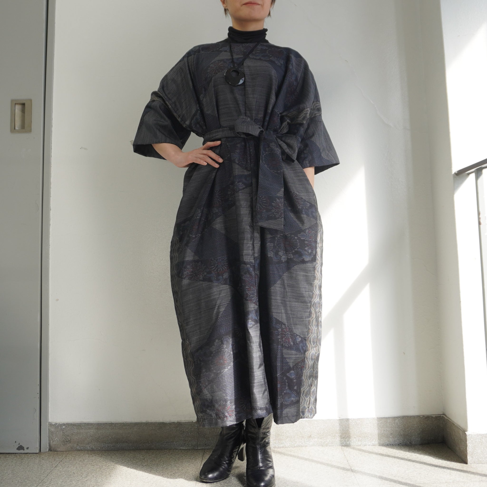 大島紬を使用したワンピース K220