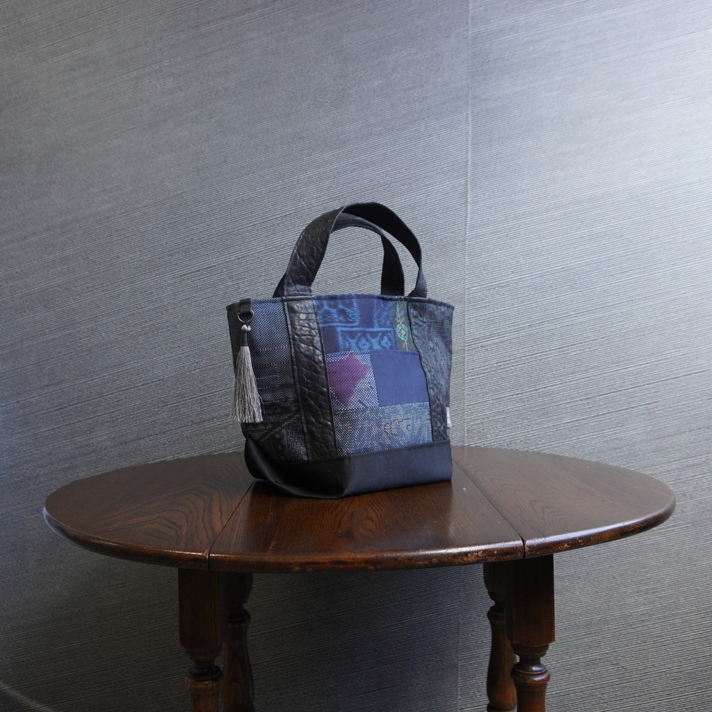 上質な着物リメイク　アップサイクルバッグ　レザーバッグ　K180