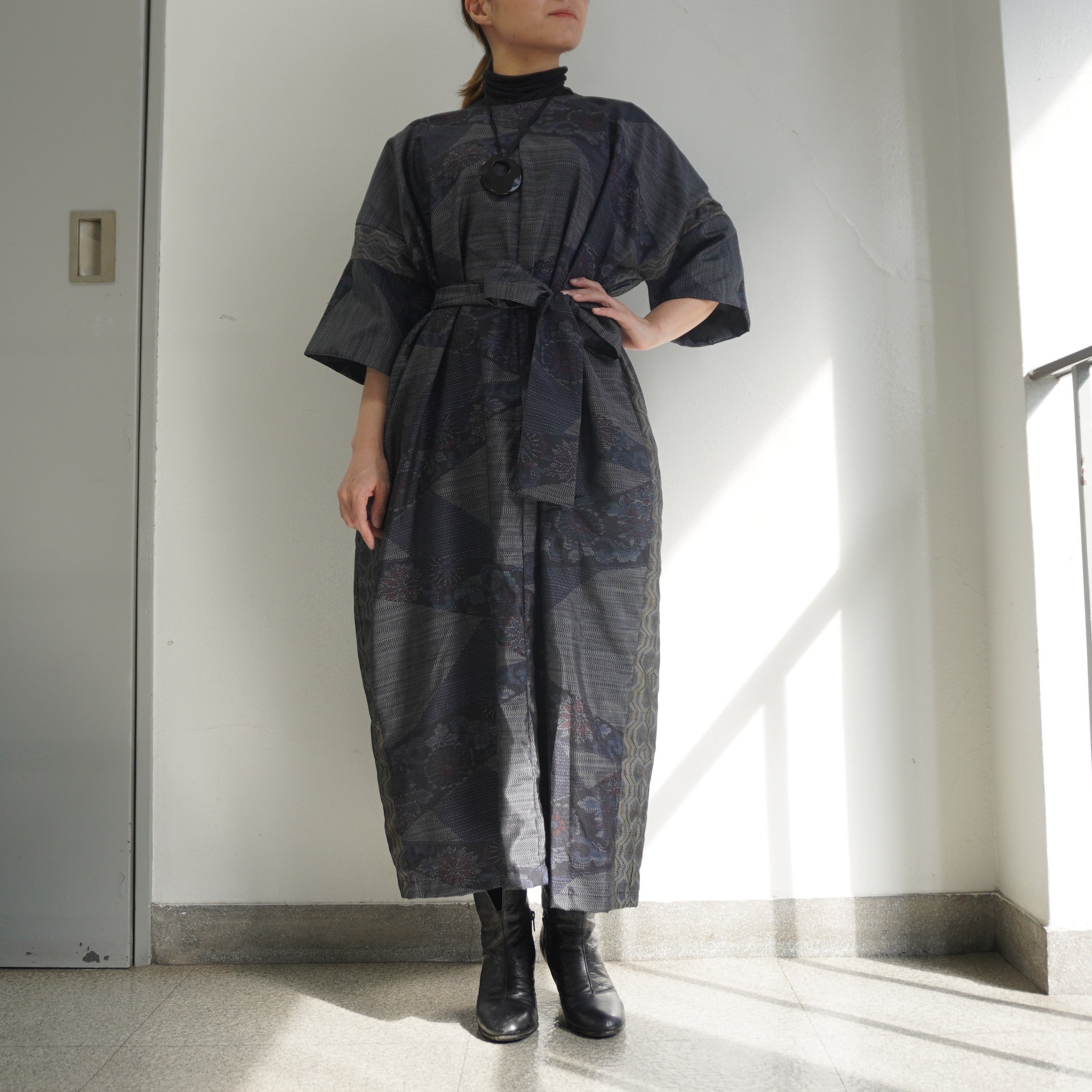 大島紬を使用したワンピース K220