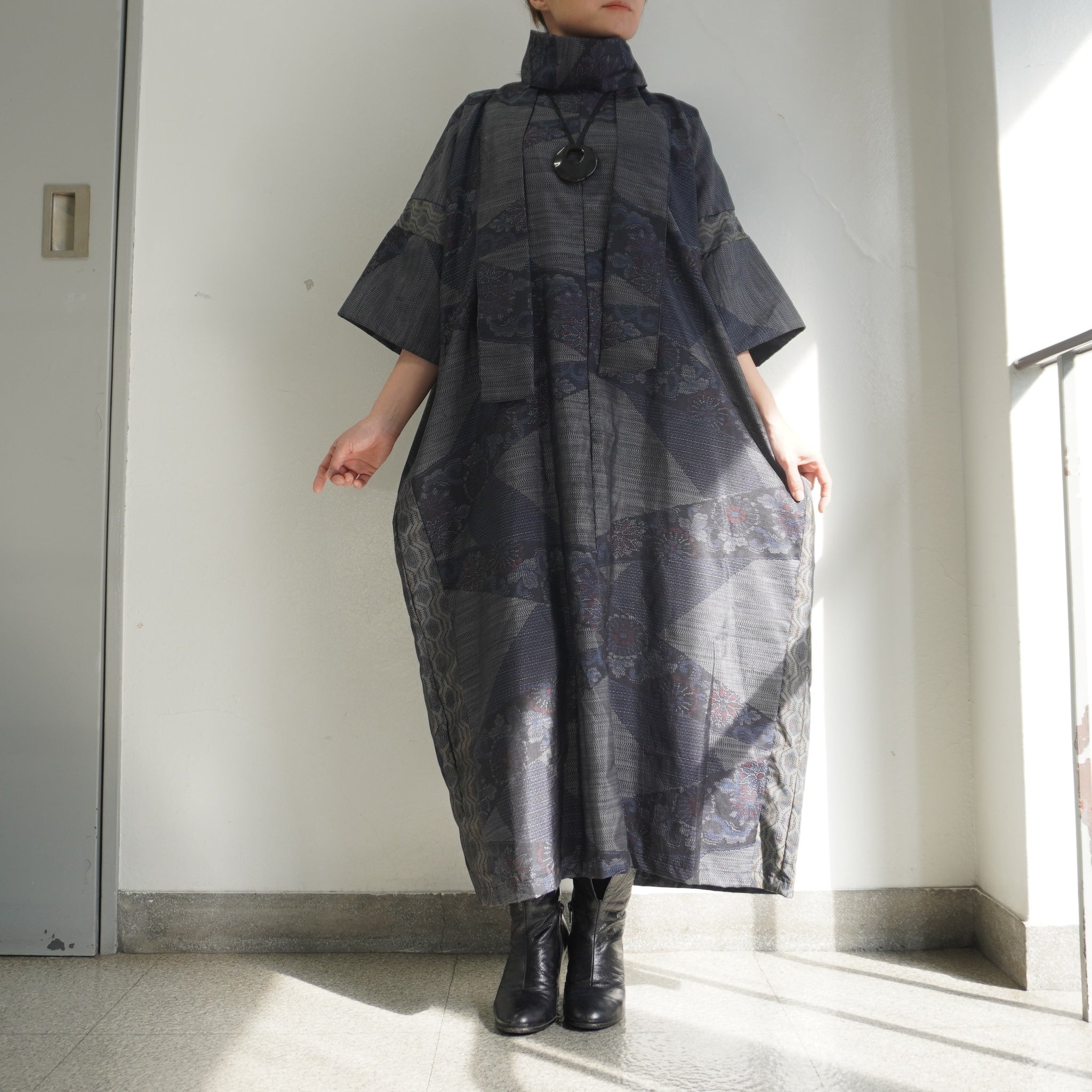 大島紬を使用したワンピース K220