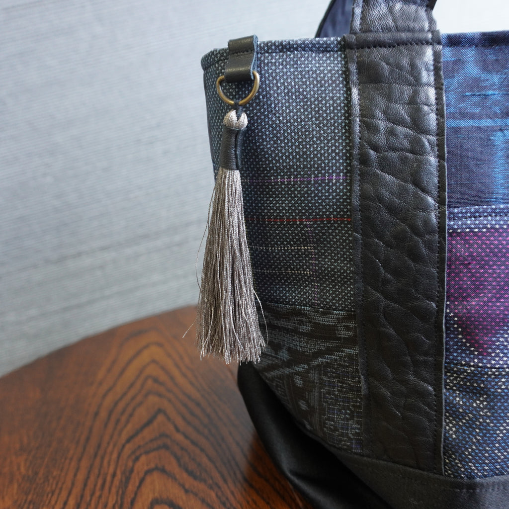 上質な着物リメイク　アップサイクルバッグ　レザーバッグ　K180