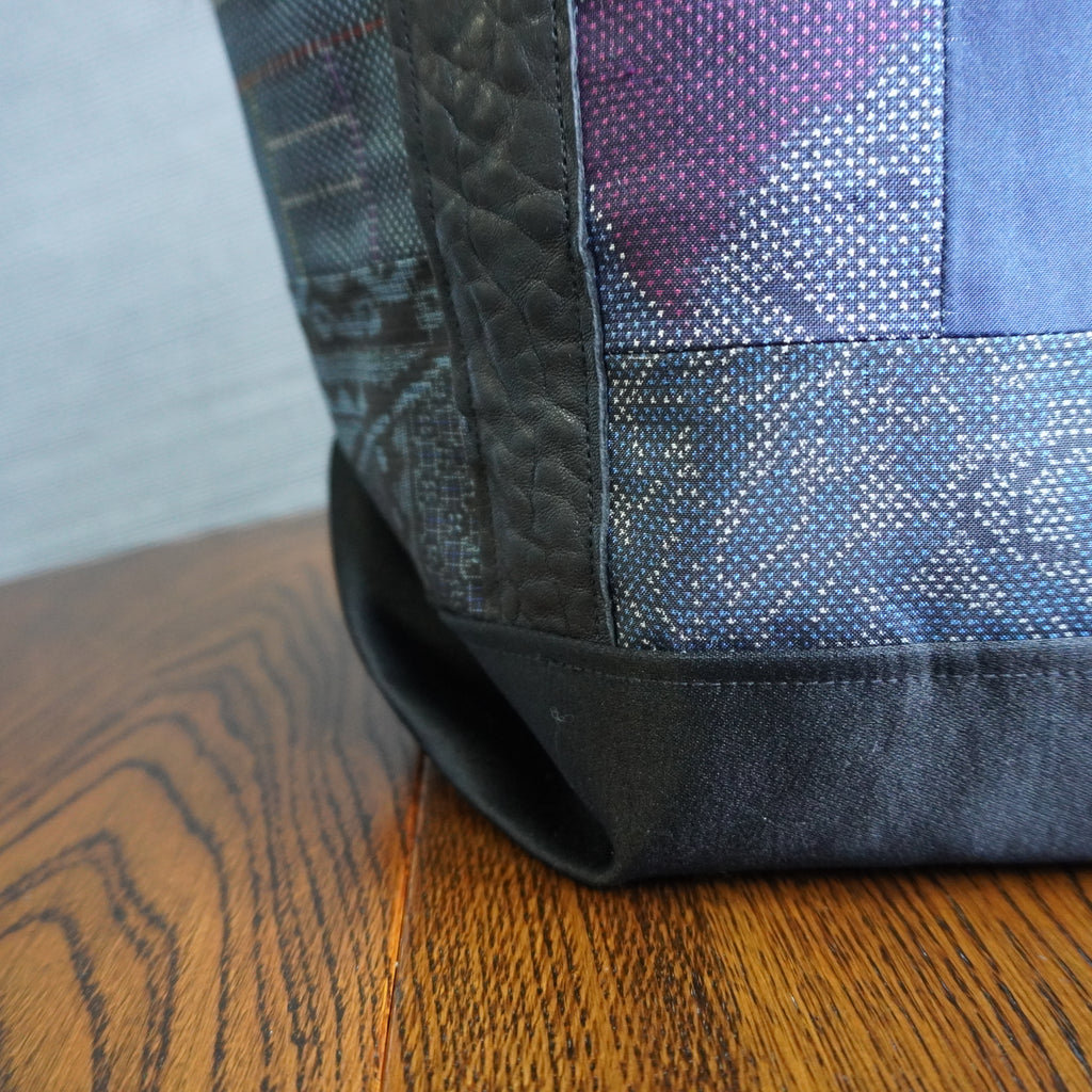 上質な着物リメイク　アップサイクルバッグ　レザーバッグ　K180