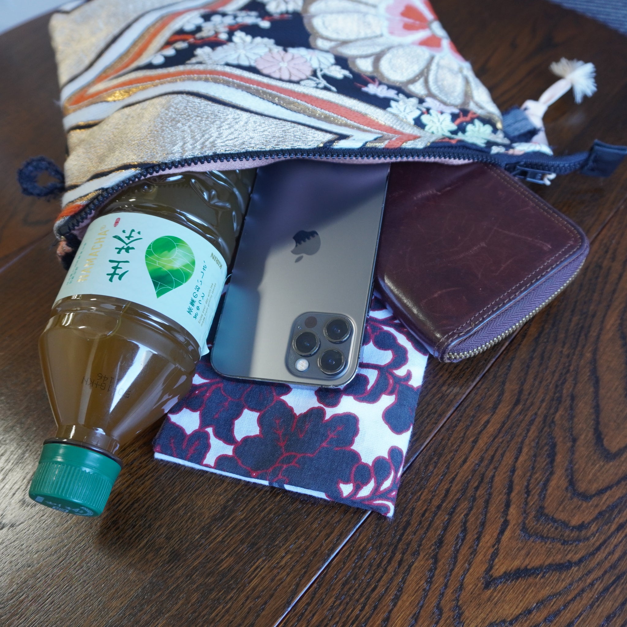 着物帯を使用したショルダーポーチ　K059