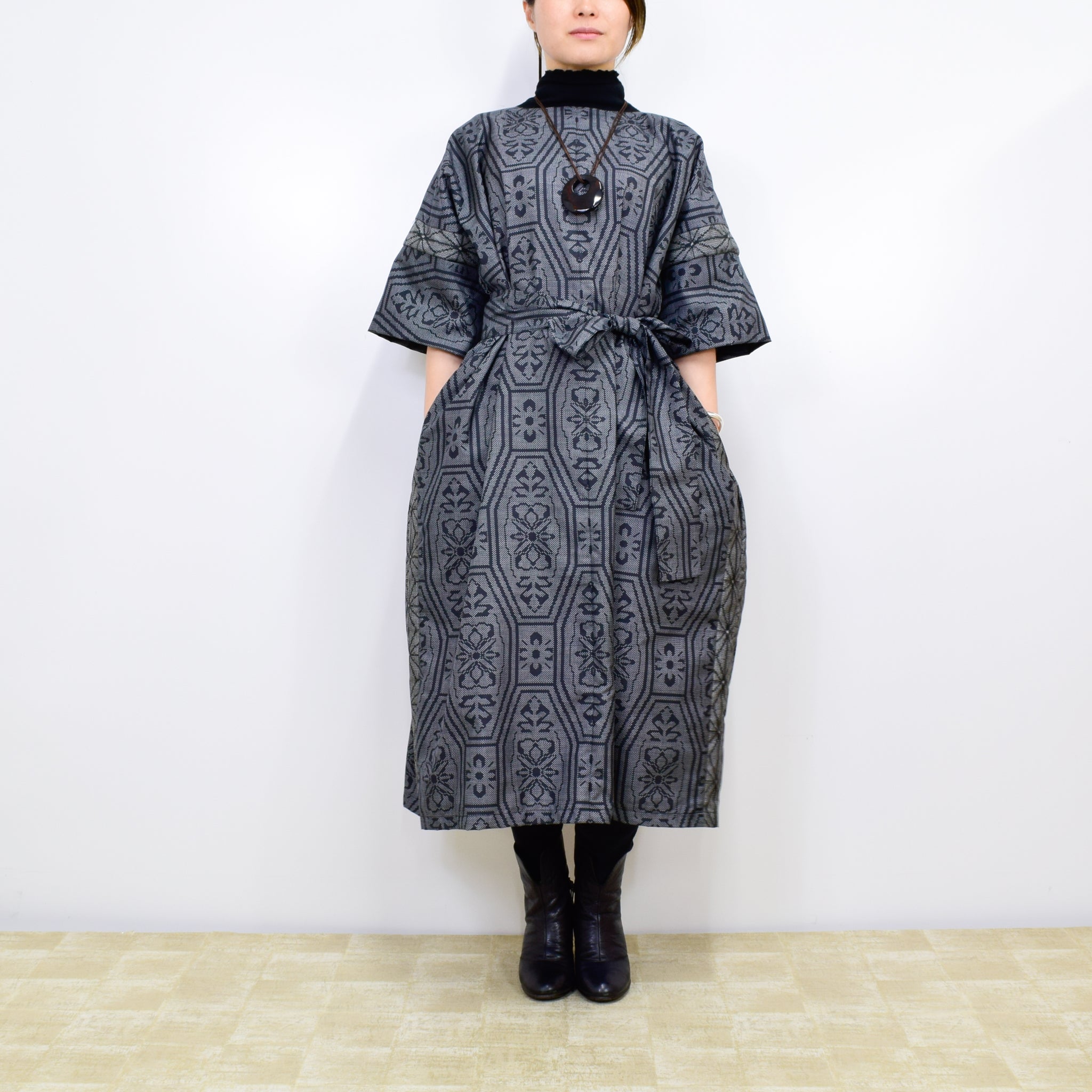 Black Dress Made with Oshima Tsumugi K200