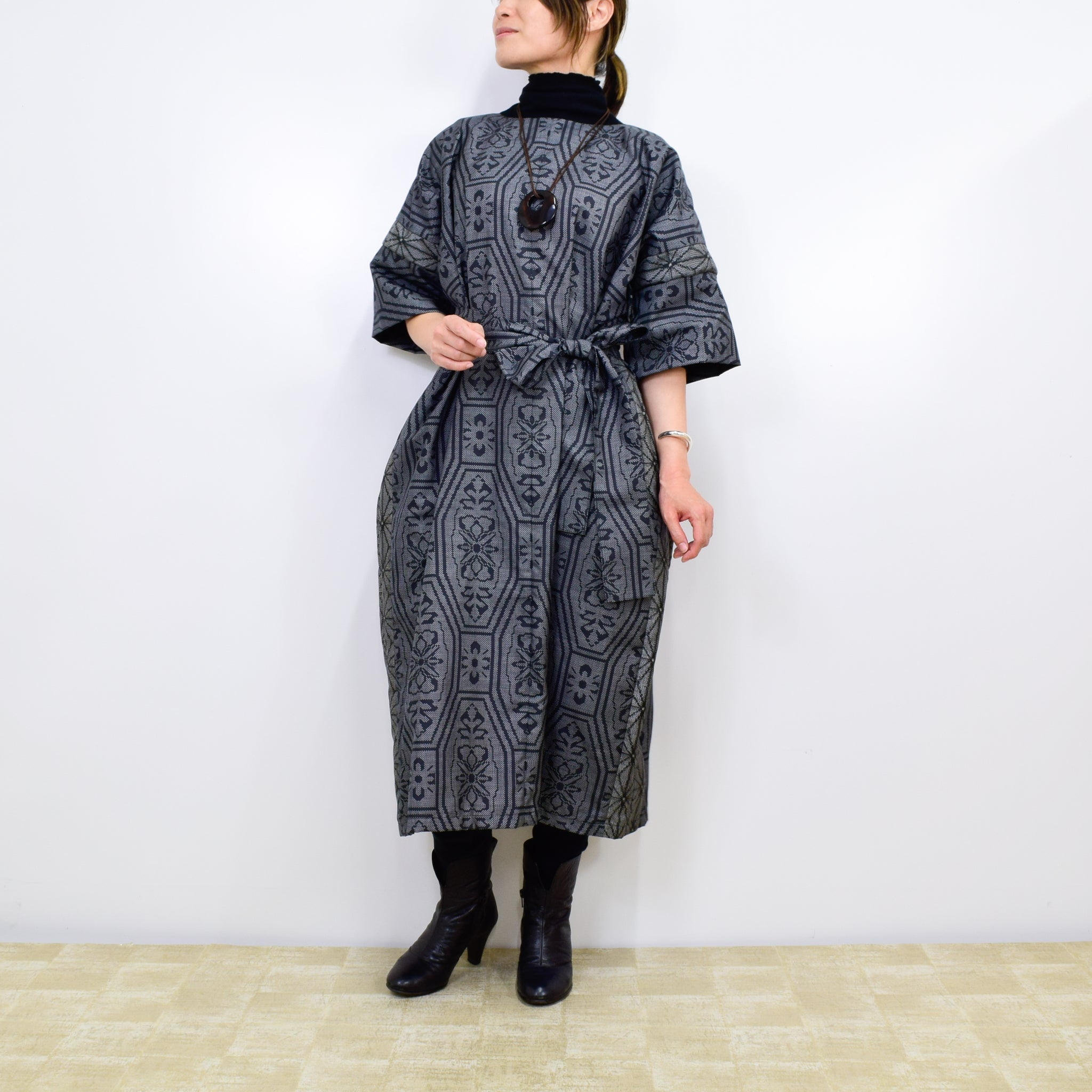Black Dress Made with Oshima Tsumugi K200