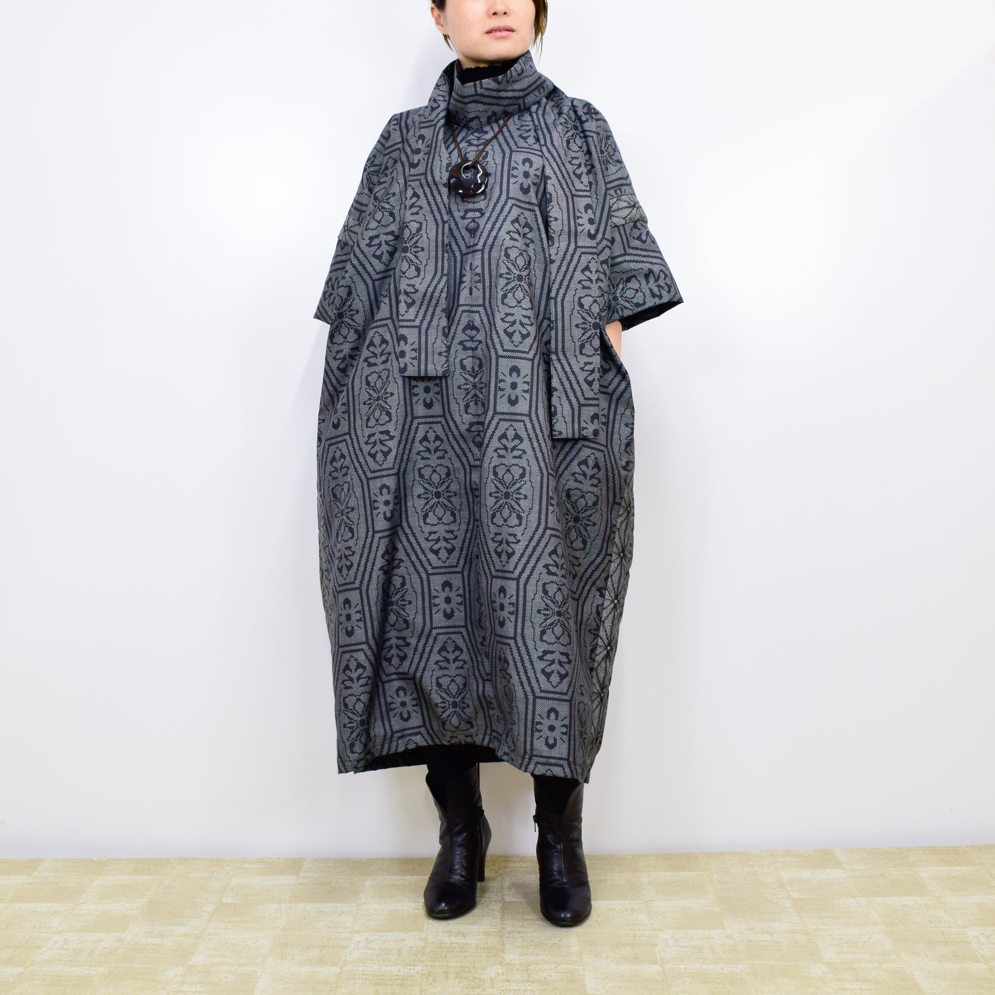 Black Dress Made with Oshima Tsumugi K200