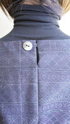 大島紬を使用した群青色のワンピース K188