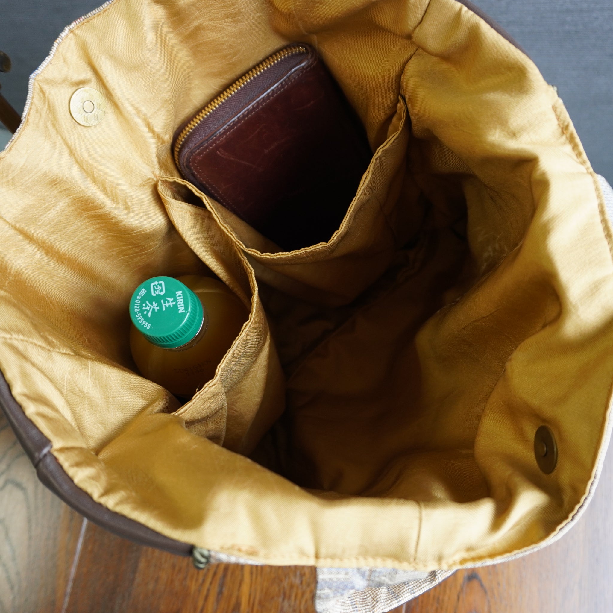 大島紬と本革使用　アップサイクルバッグ　レザーバッグ　K082