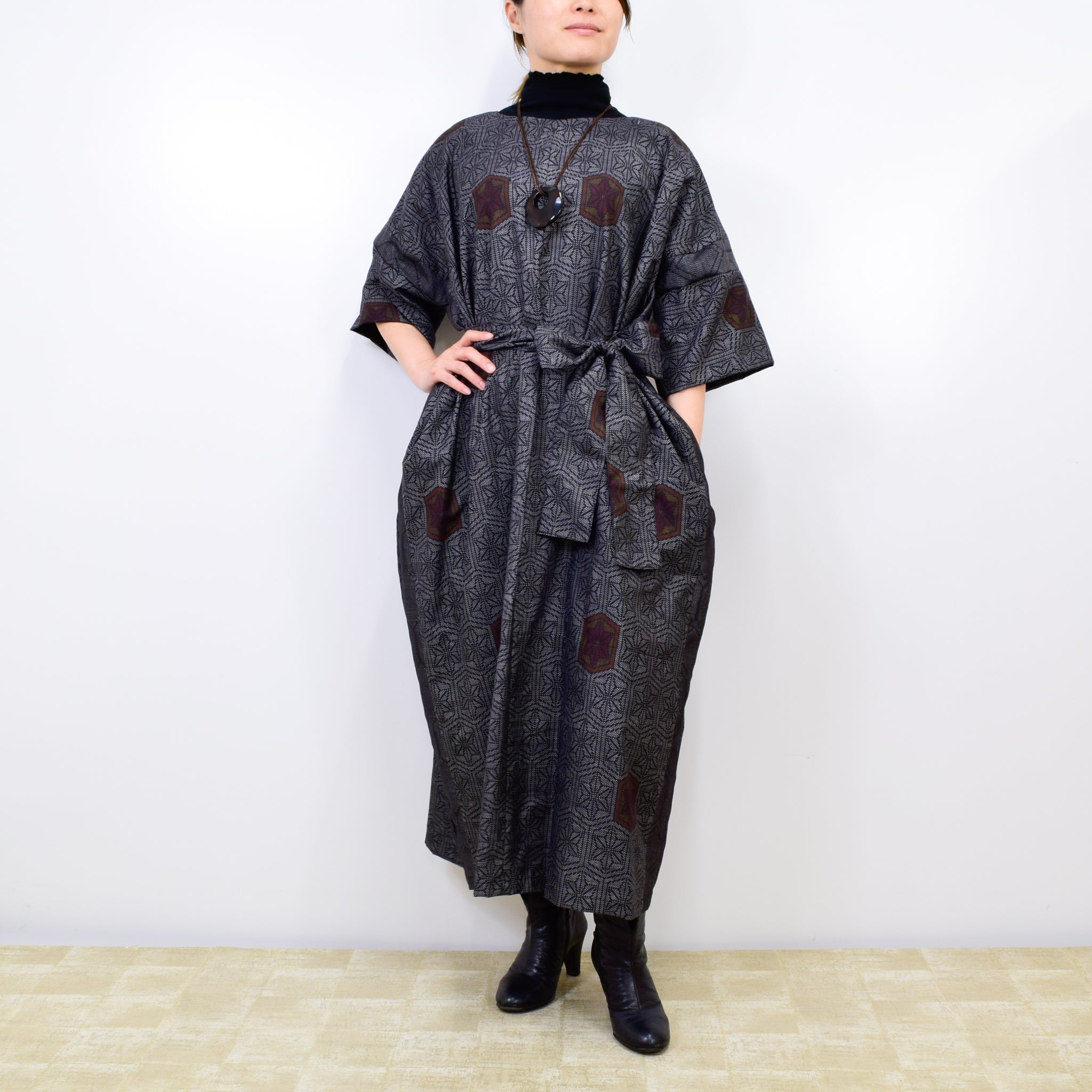 Black Dress Made with Oshima Tsumugi K200