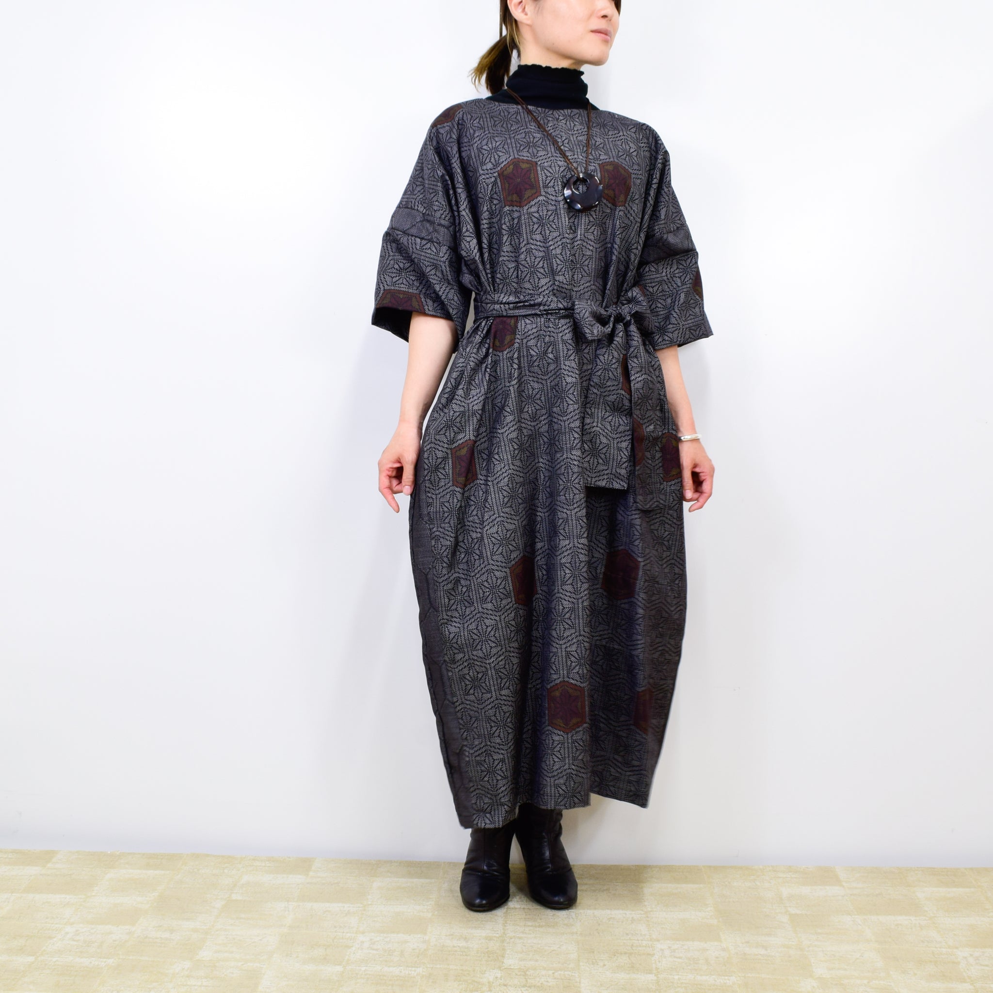 Black Dress Made with Oshima Tsumugi K200