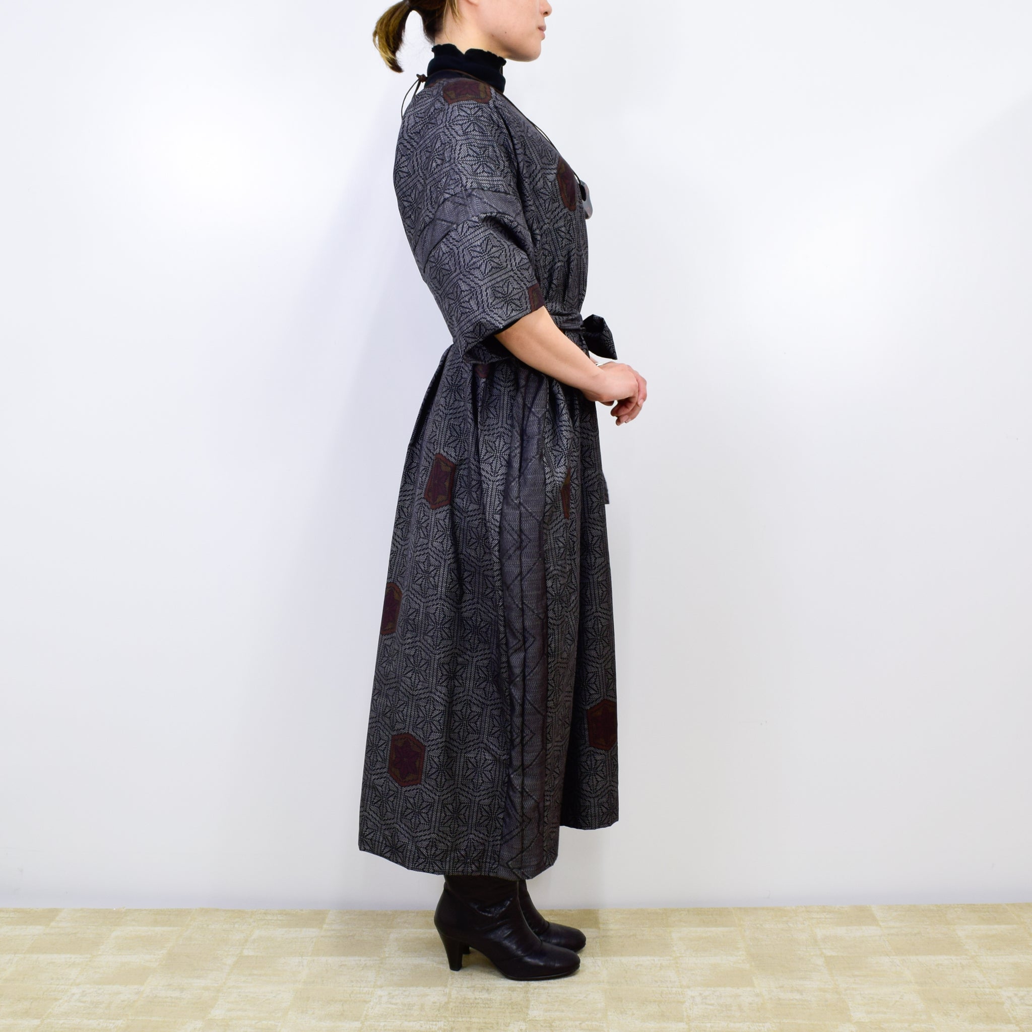 Black Dress Made with Oshima Tsumugi K200