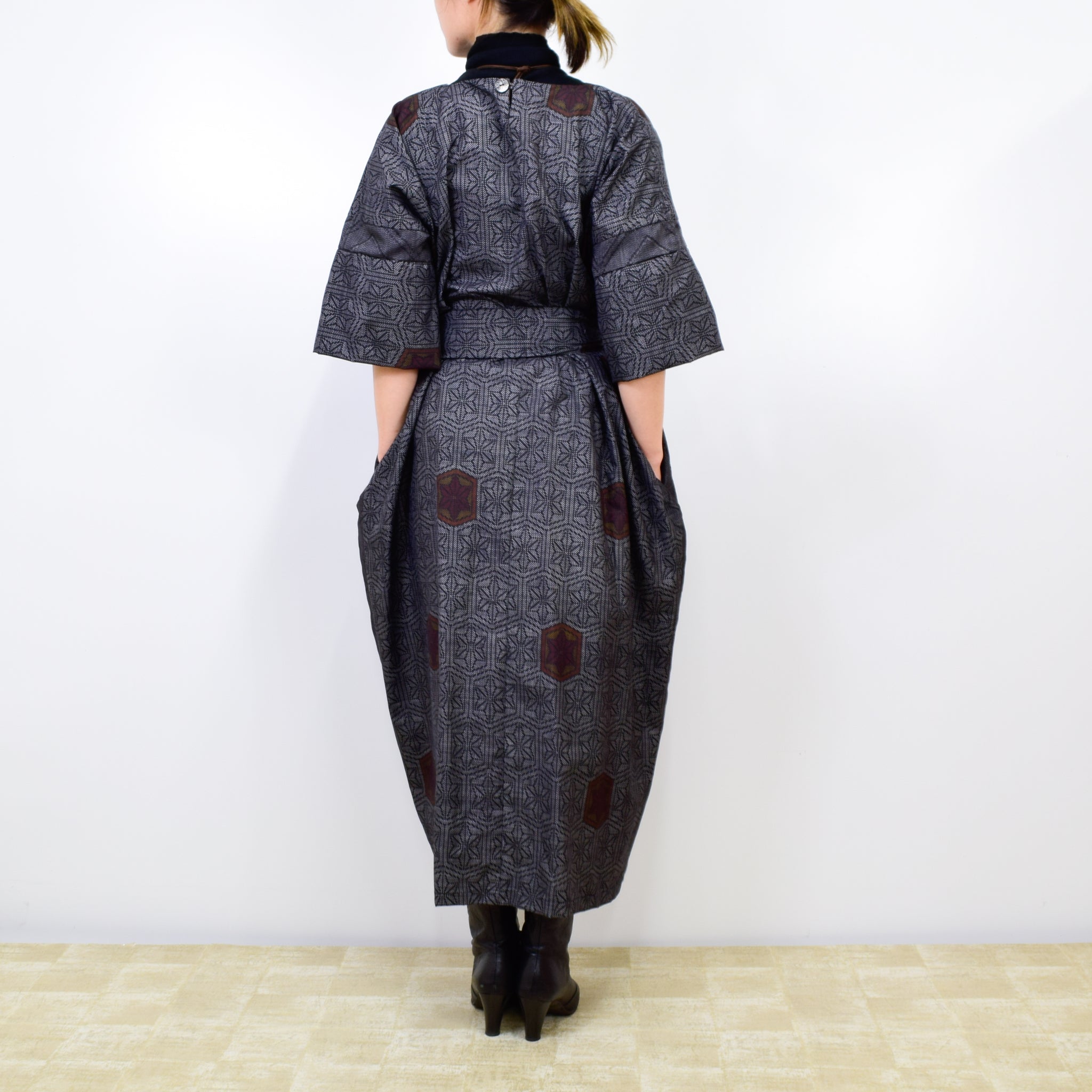 Black Dress Made with Oshima Tsumugi K200