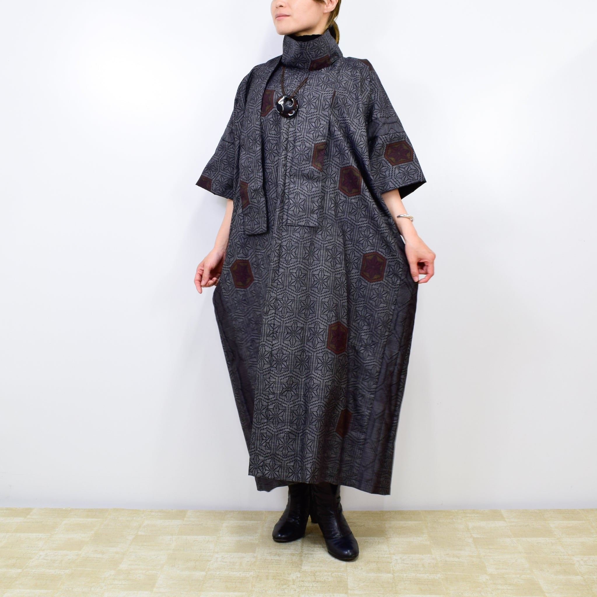 Black Dress Made with Oshima Tsumugi K200