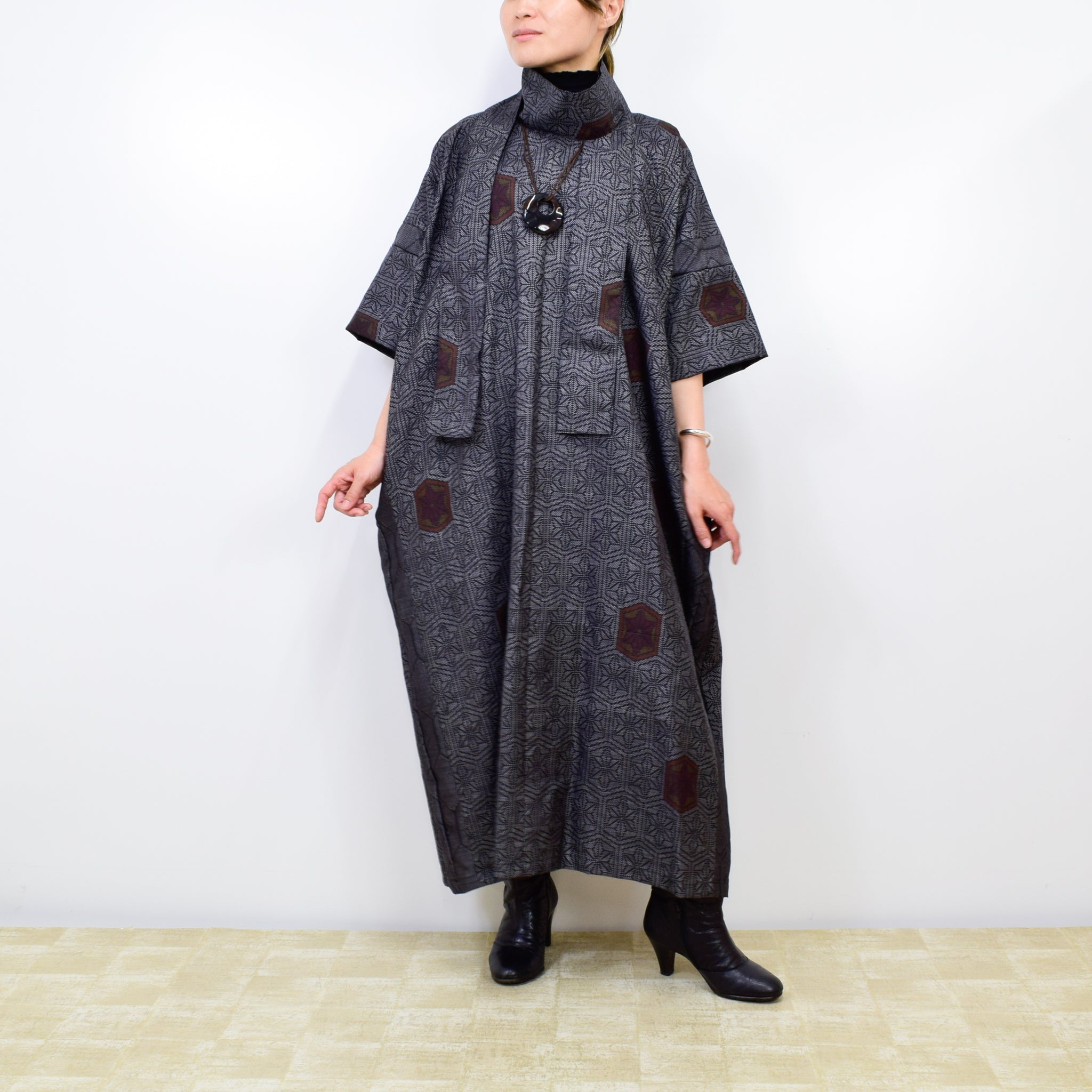 Black Dress Made with Oshima Tsumugi K200