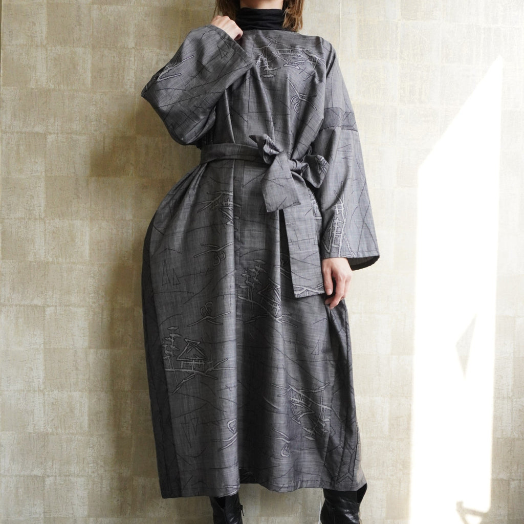 大島紬を使用したワンピース K173