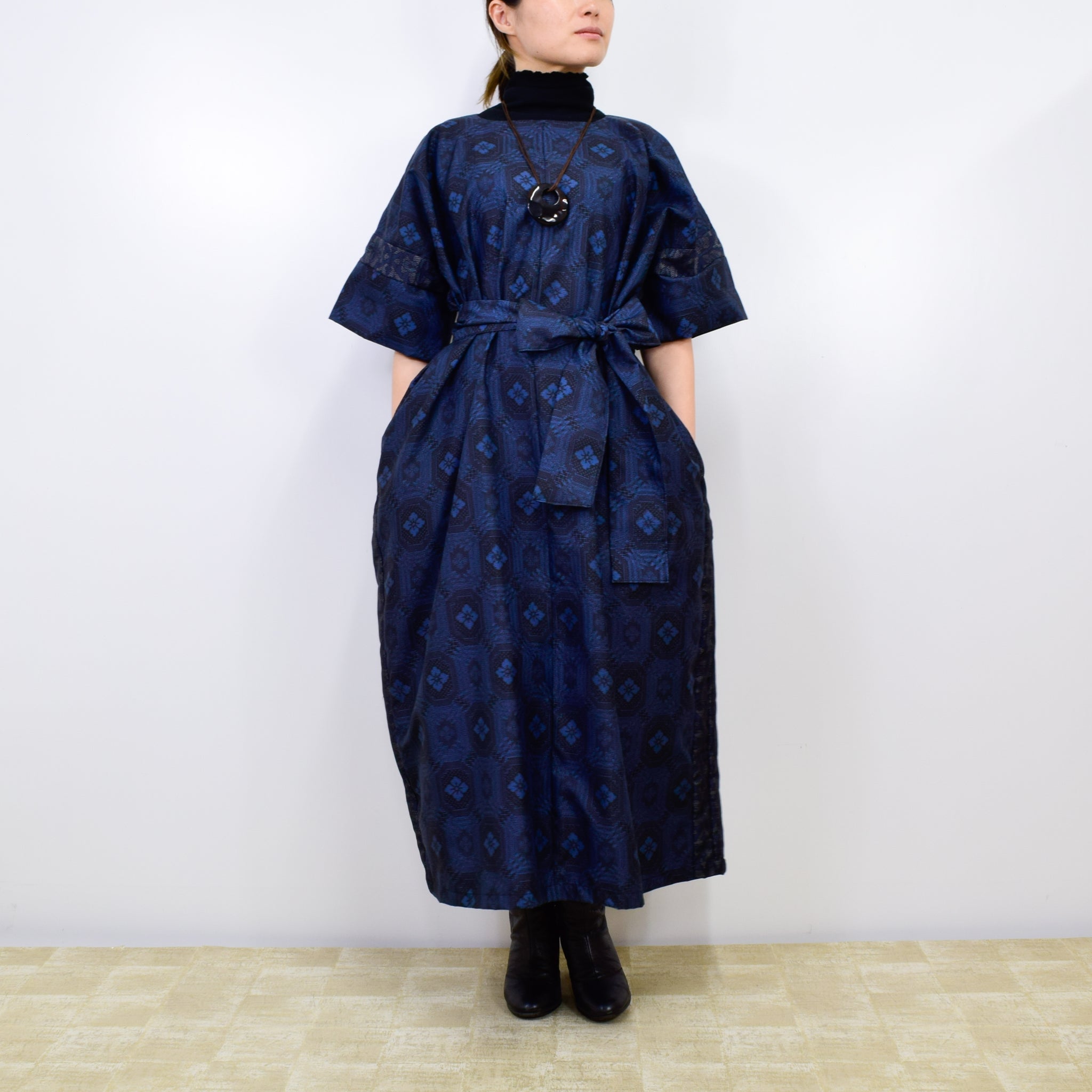Black Dress Made with Oshima Tsumugi K200