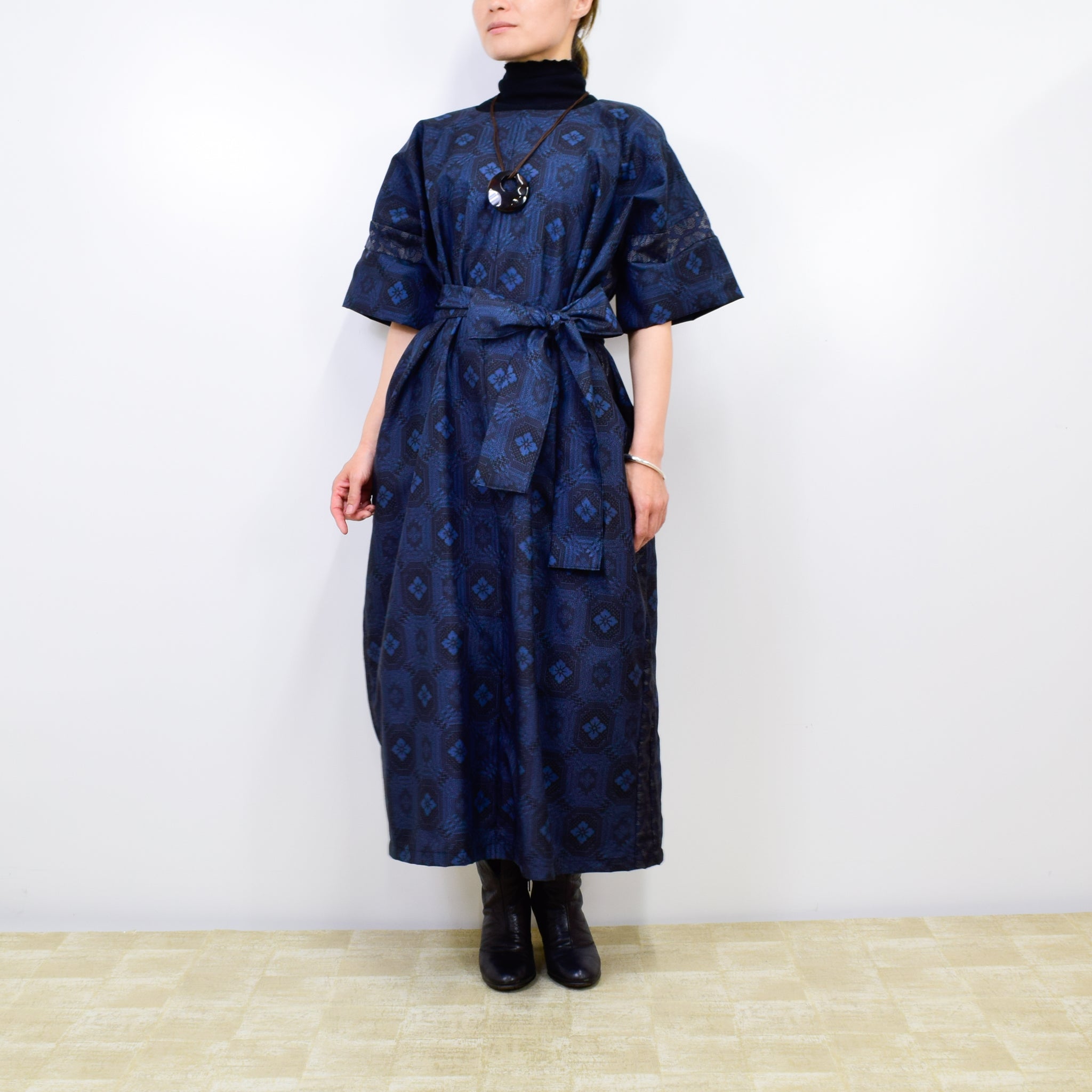 Black Dress Made with Oshima Tsumugi K200