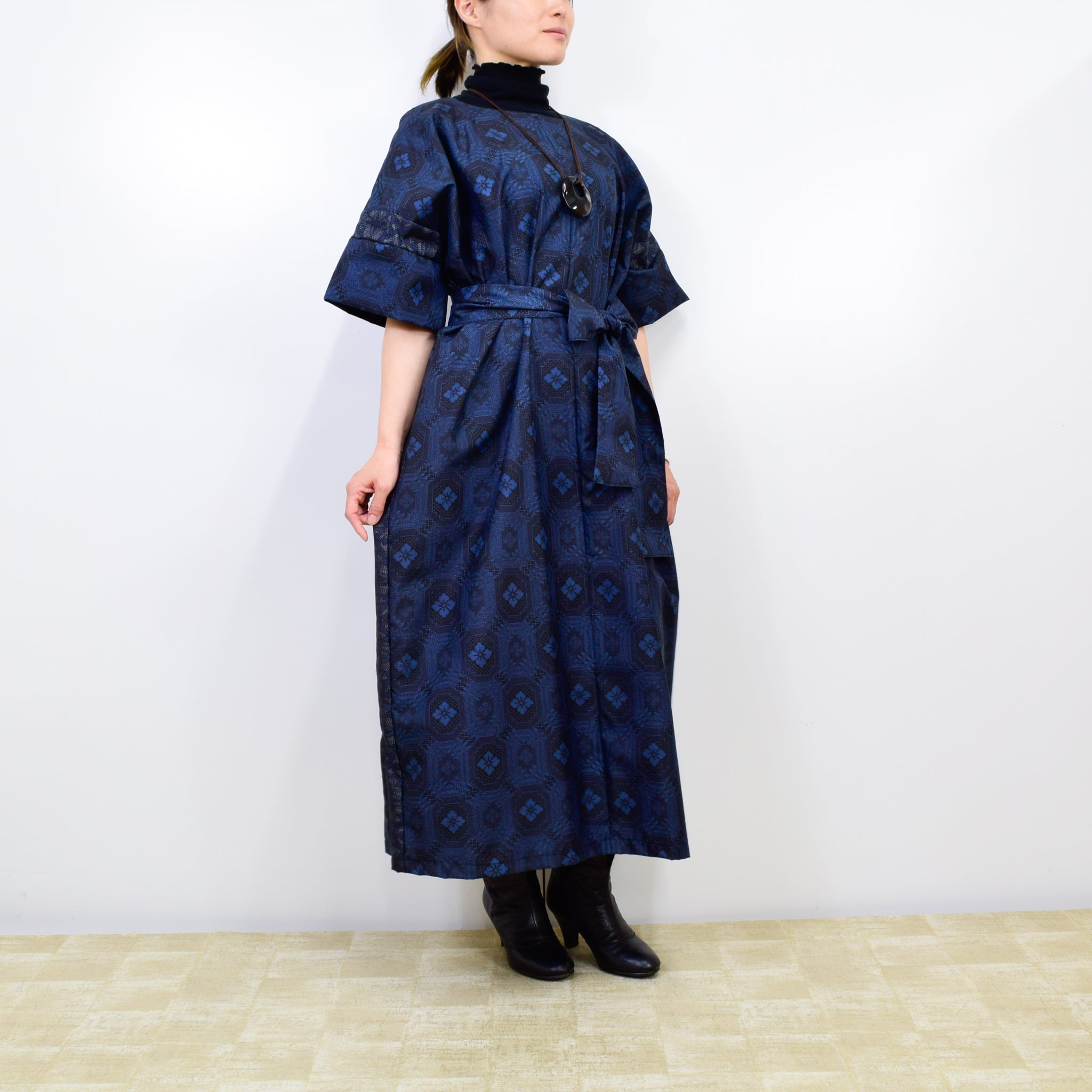 Black Dress Made with Oshima Tsumugi K200