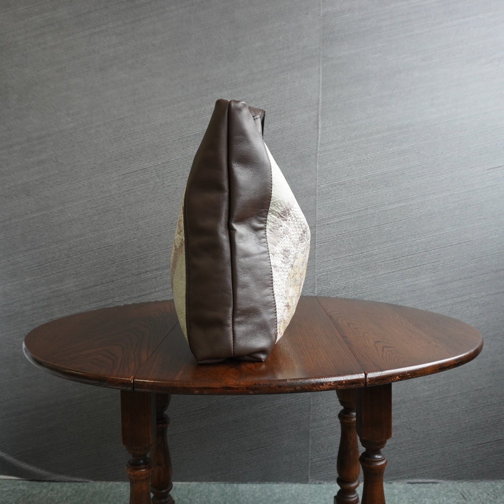 上質な着物リメイク　アップサイクルバッグ　レザーバッグ　R280