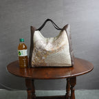 上質な着物リメイク　アップサイクルバッグ　レザーバッグ　R280