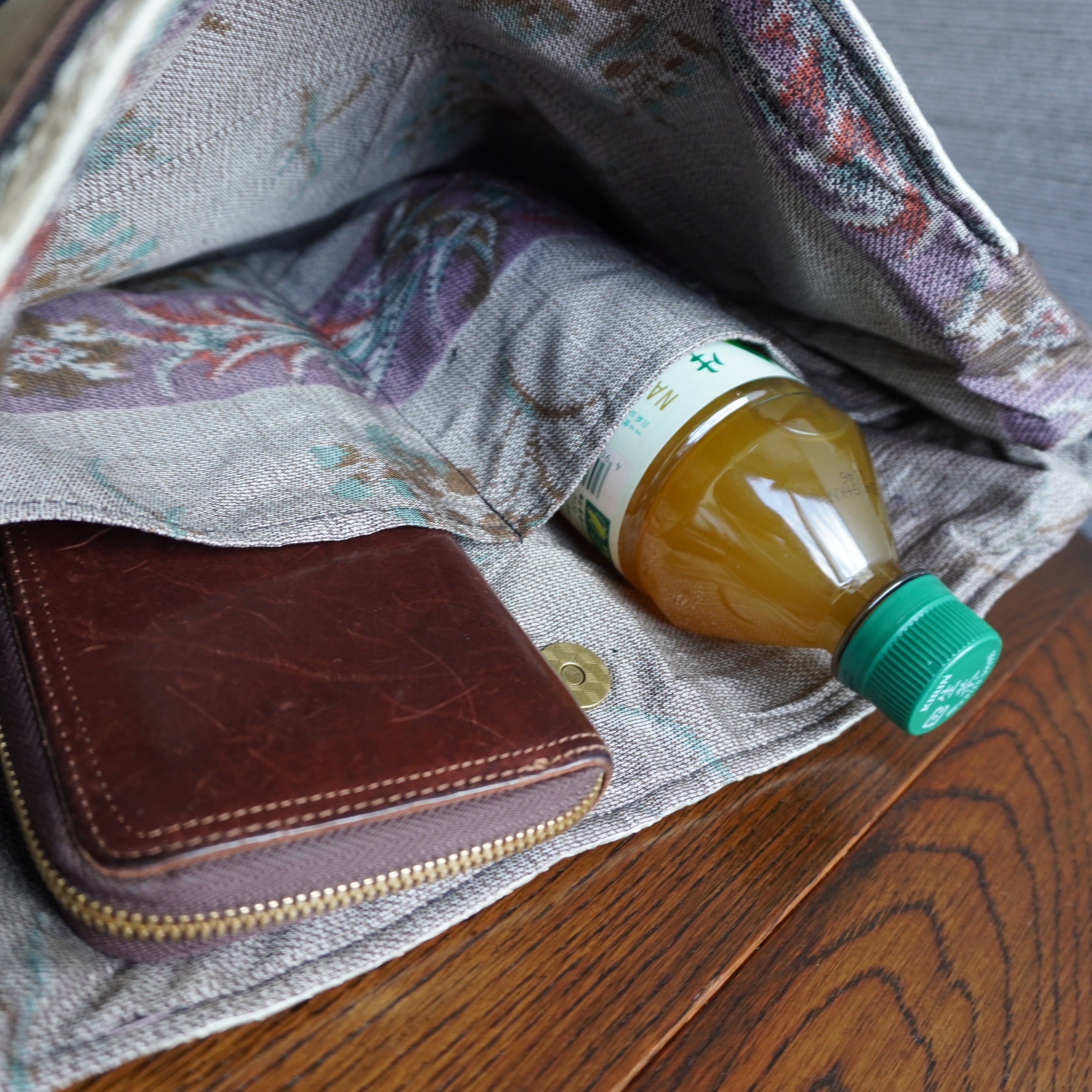 上質な着物リメイク　アップサイクルバッグ　レザーバッグ　R280