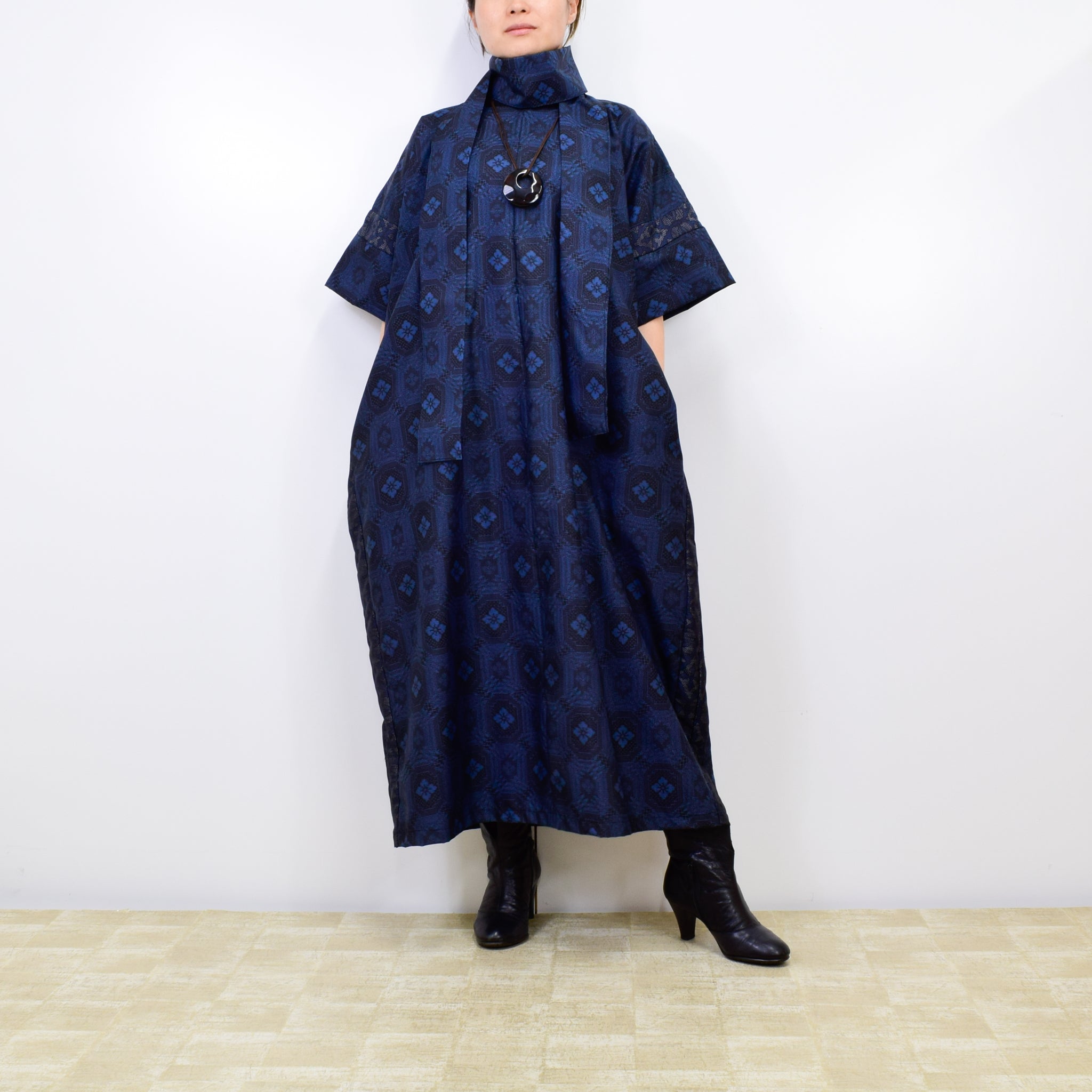 Black Dress Made with Oshima Tsumugi K200