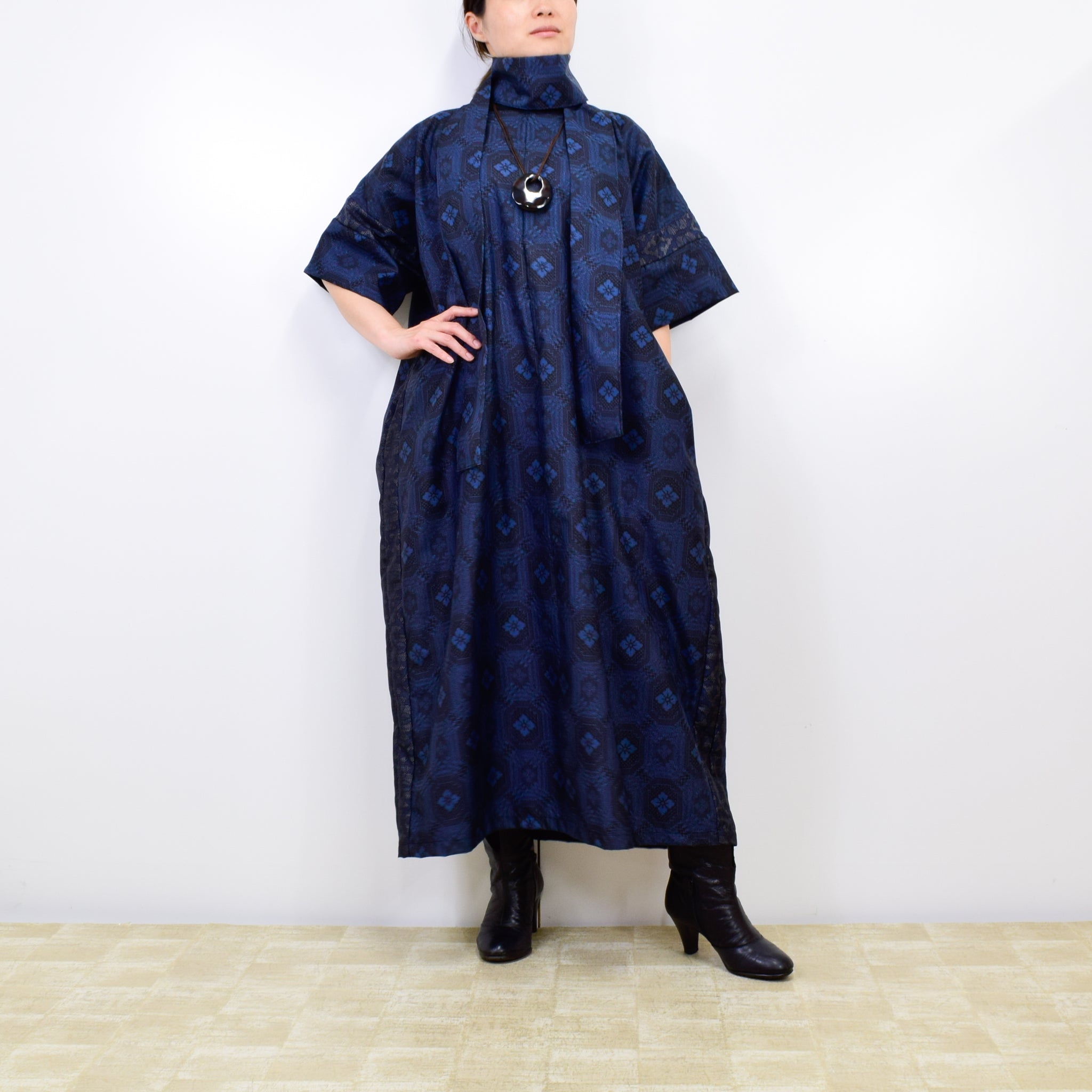 Black Dress Made with Oshima Tsumugi K200
